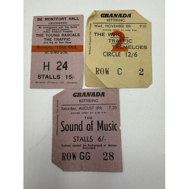 A selection of vintage concert ticket stubbs from The Who, T...