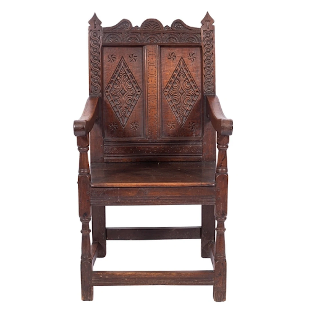 An oak wainscot chair in 17th century style, late 19th centu...