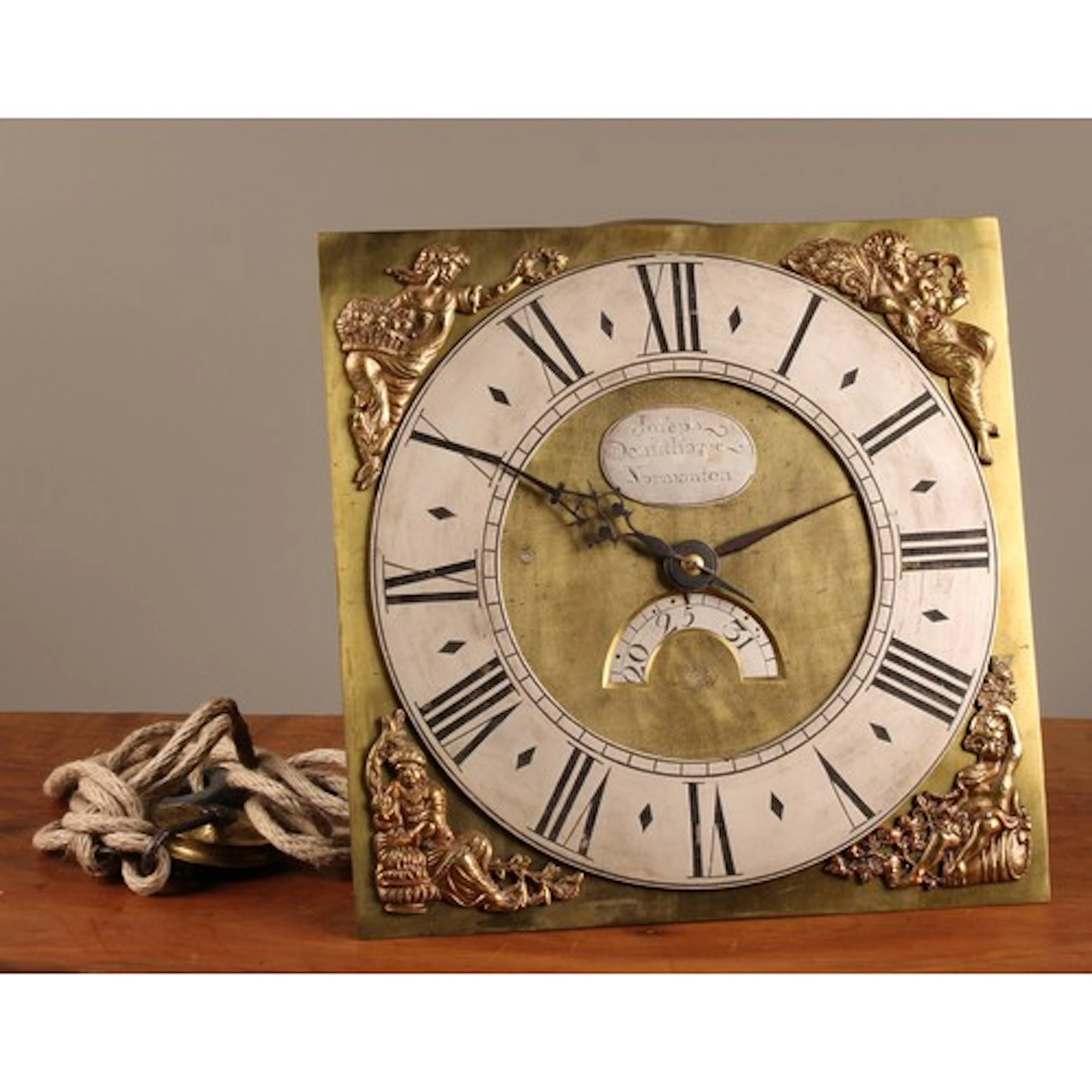 A George II brass longcase clock movement, by Joseph Donisth...