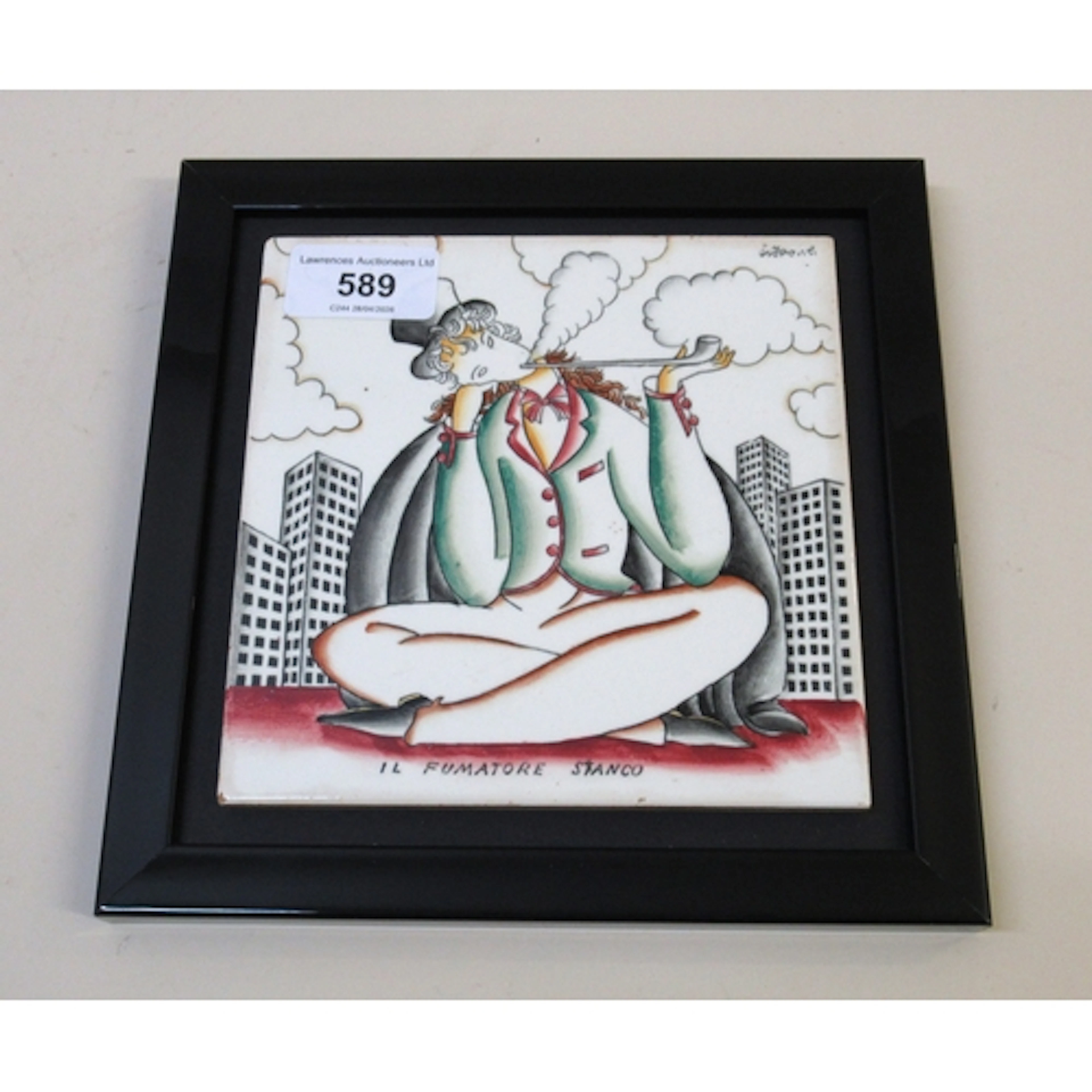 Richard Ginori, Milan, a single pottery tile ' Il Fumatore S...
