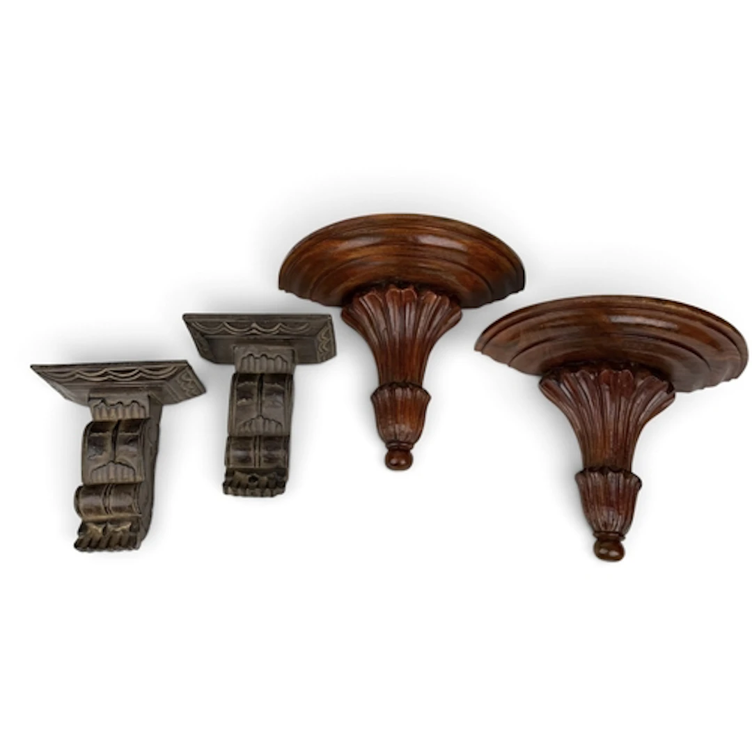 A PAIR OF REPRODUCTION CLASSICAL STYLE STAINED AS MAHOGANY W...
