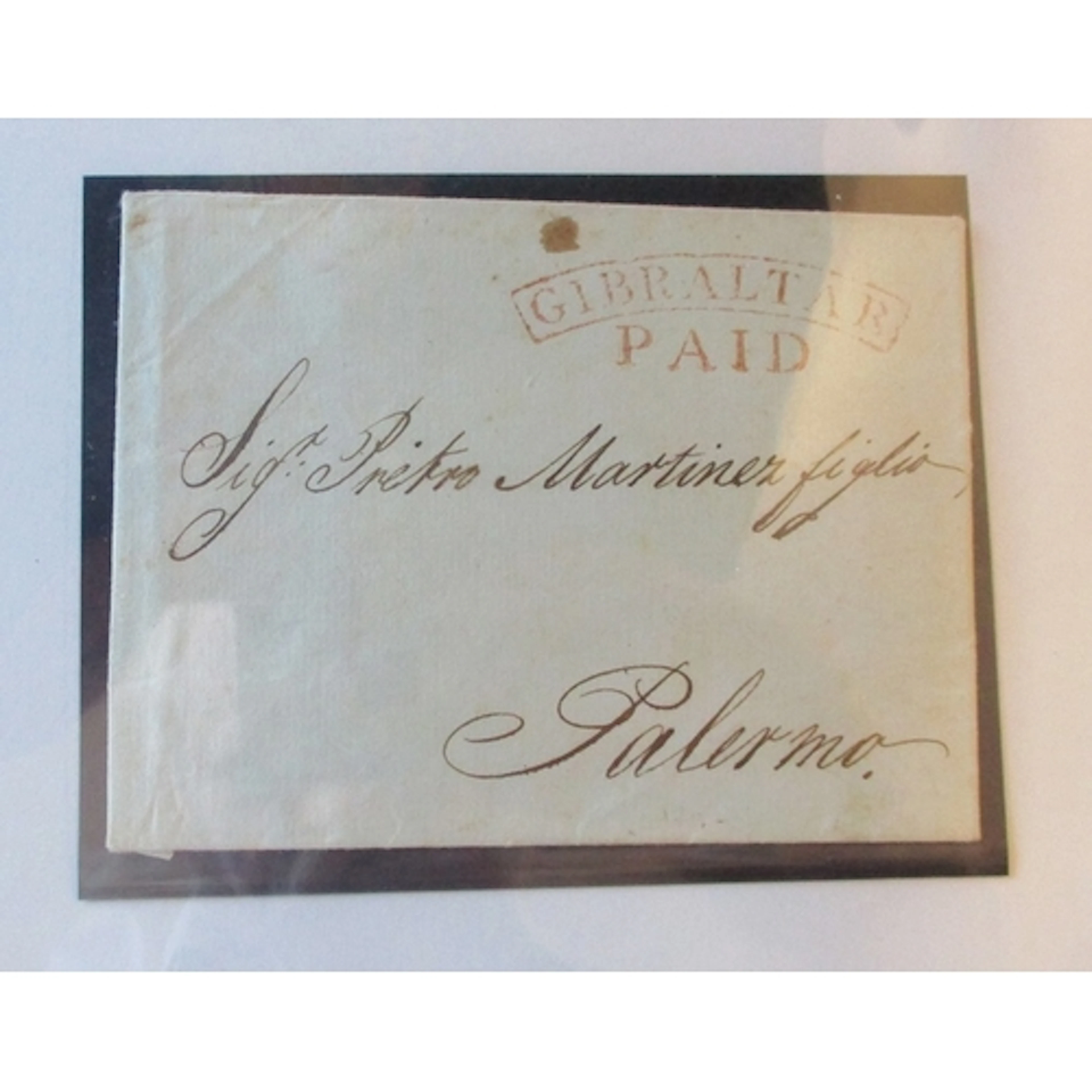 Gibraltar. 29th November 1808 entire to Palermo bearing supe...