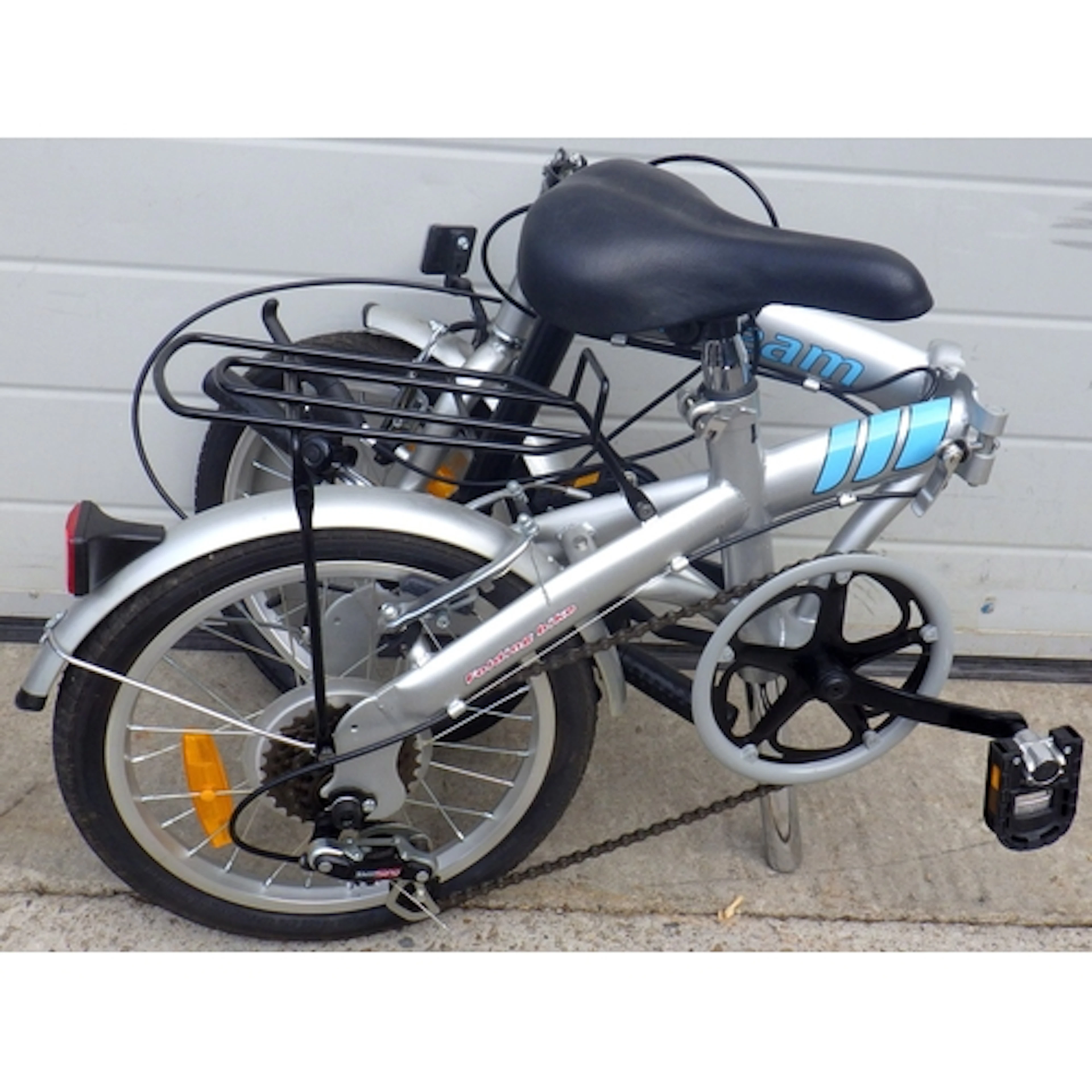 A Proteam folding bicycle with bag
