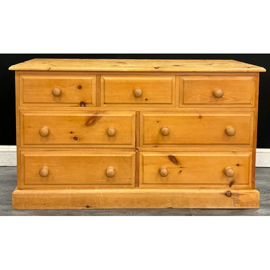 A 20th century stripped pine sideboard, rectangular over sai...