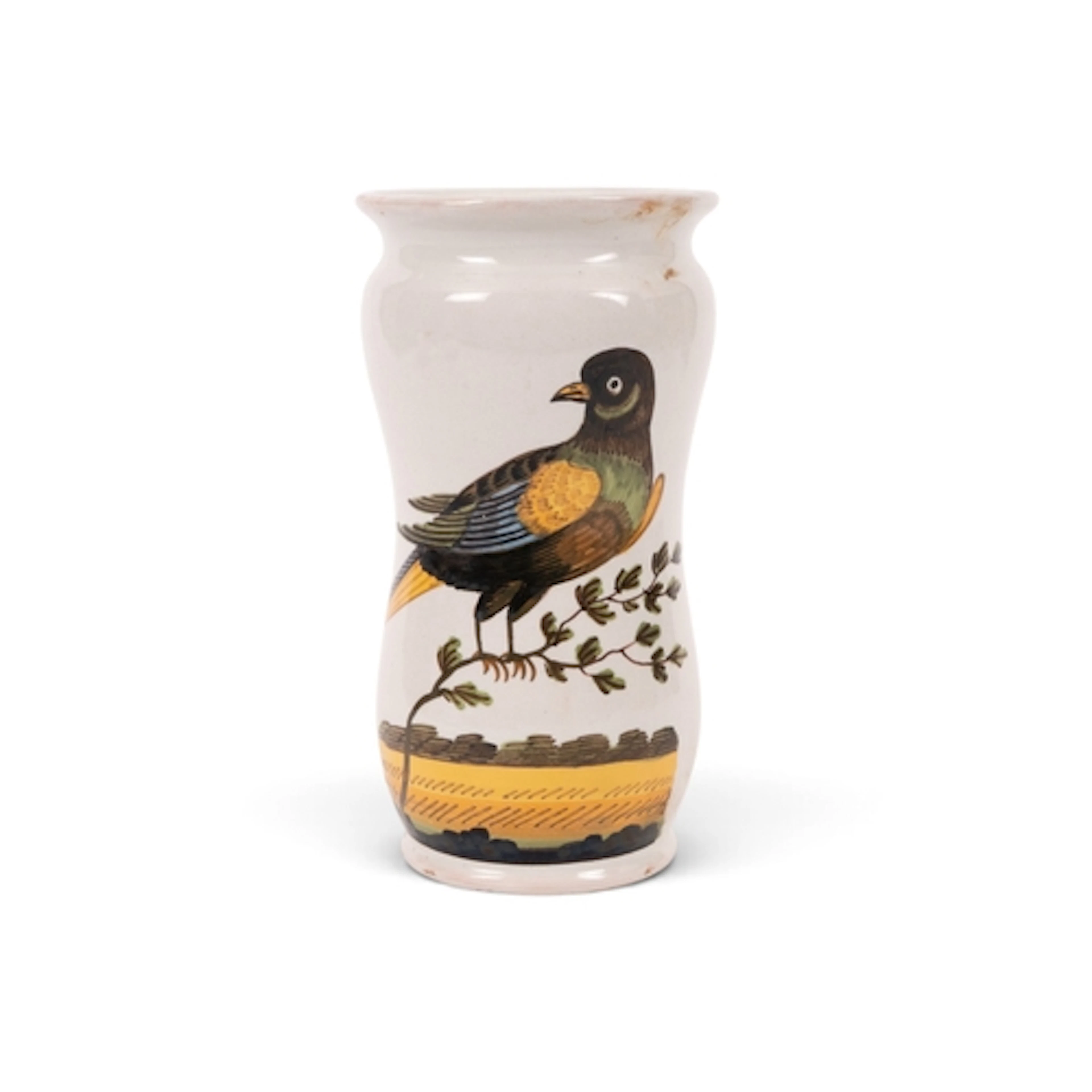 An Italian maiolica albarello or storage jar, dated 1812, pa...