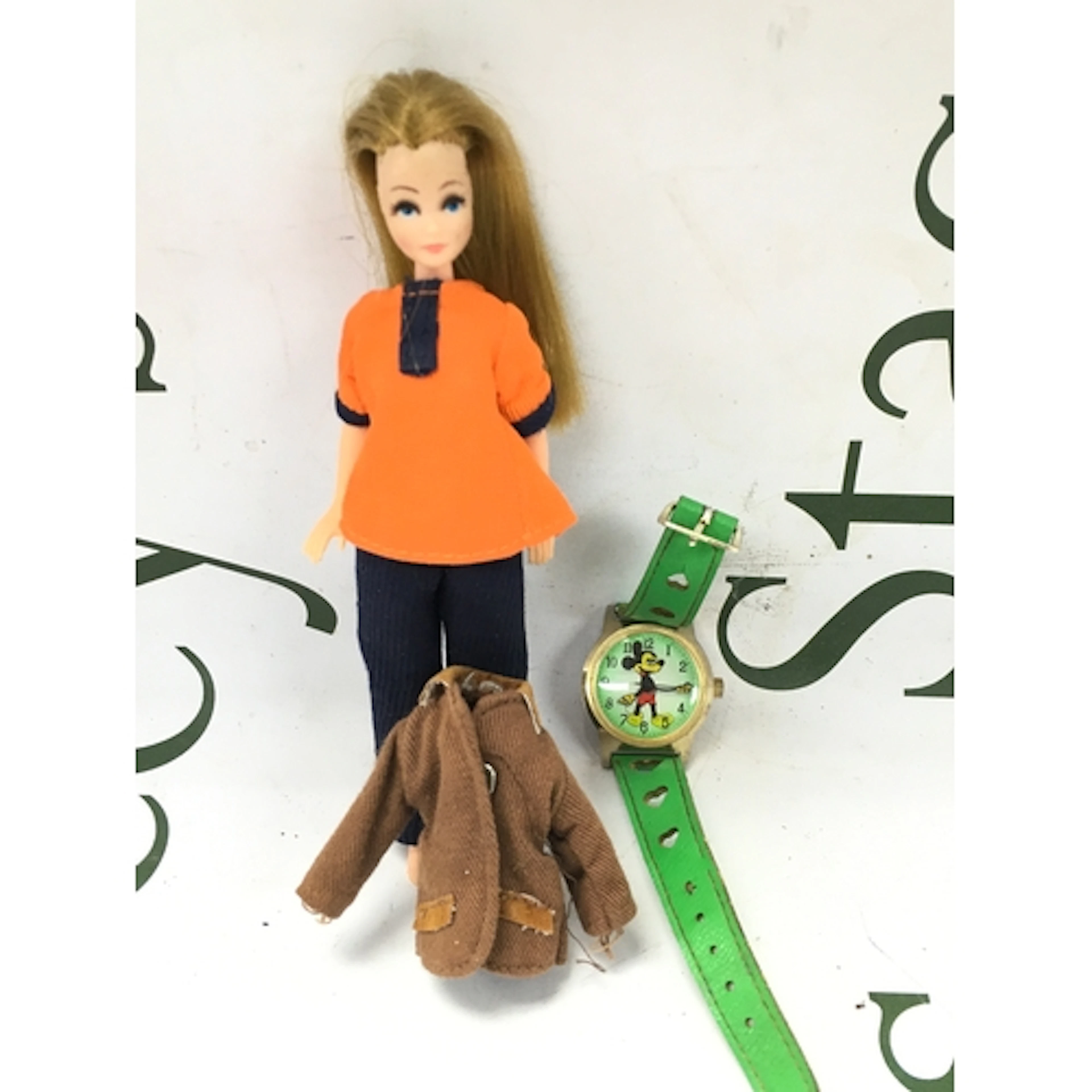 A vintage working manual wind Mikey Mouse watch with origina...