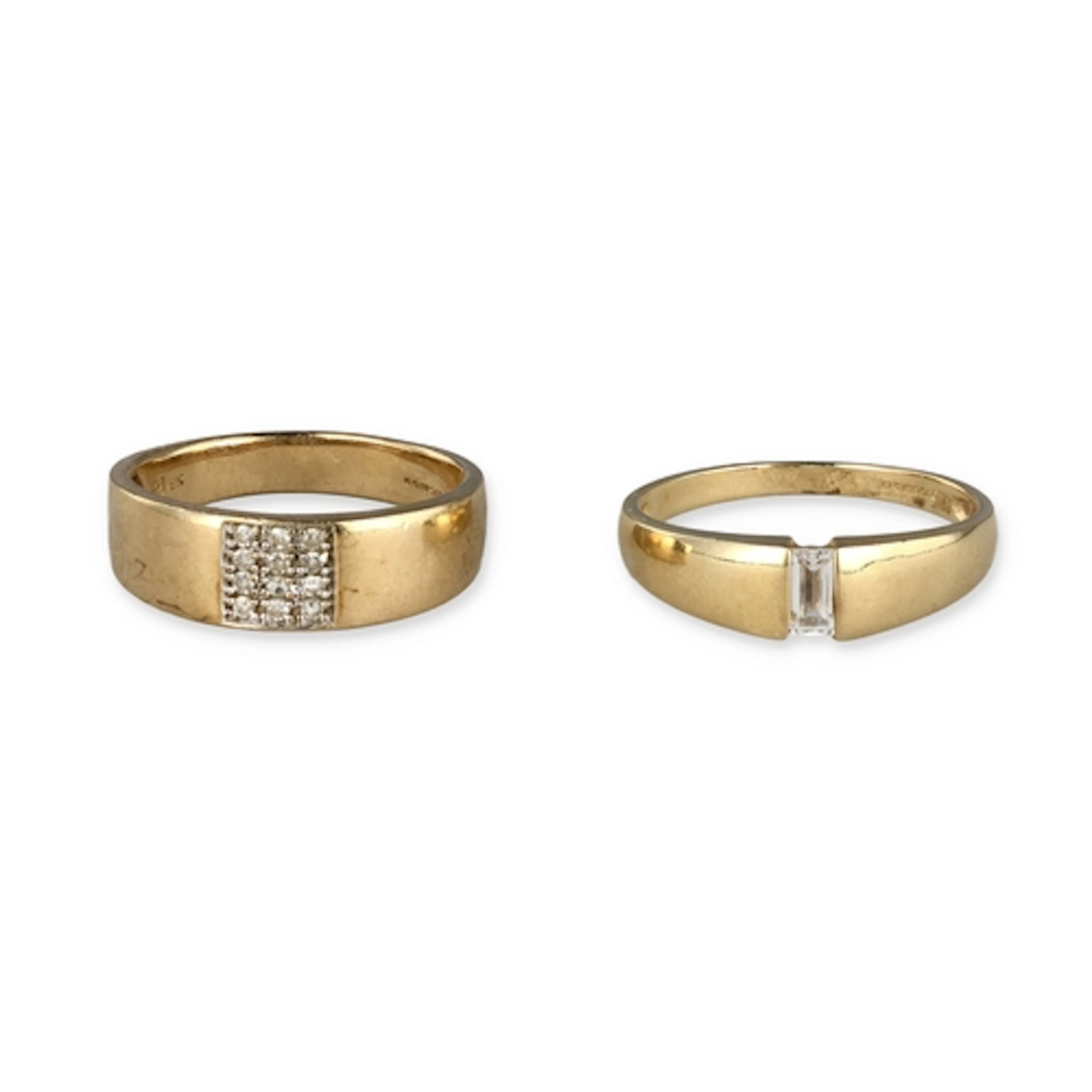 TWO 9CT GOLD DIAMOND RINGS Gross weight: 6.1gms...