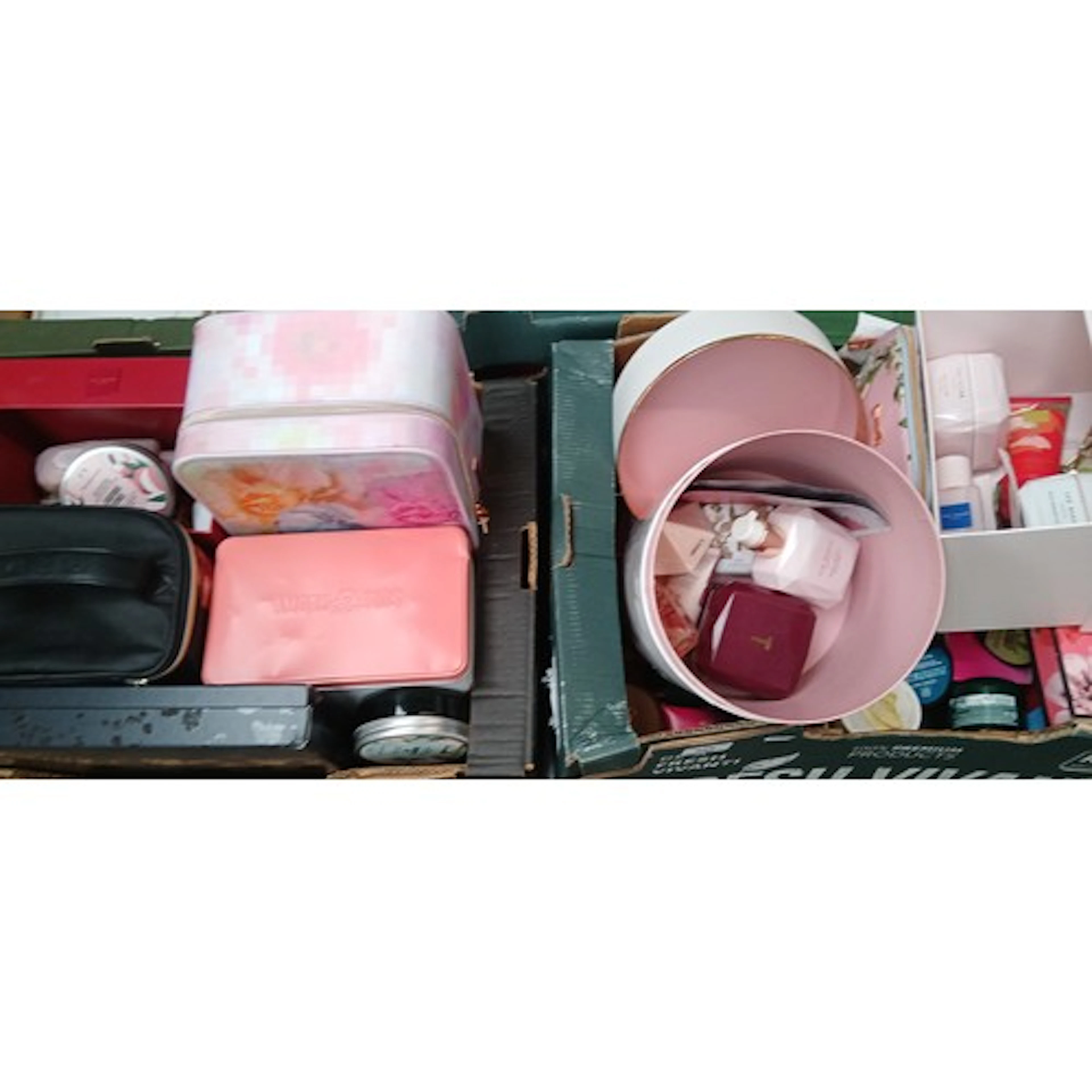 2 boxes of cosmetic items to include Ted Baker, Body Shop, S...
