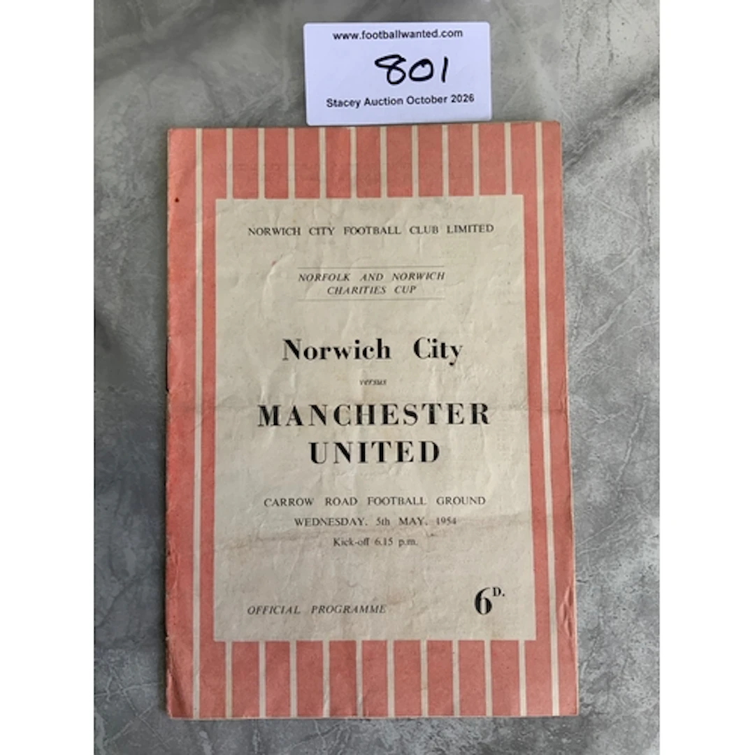 53/54 Norwich City v Manchester United Charity Cup Football ...
