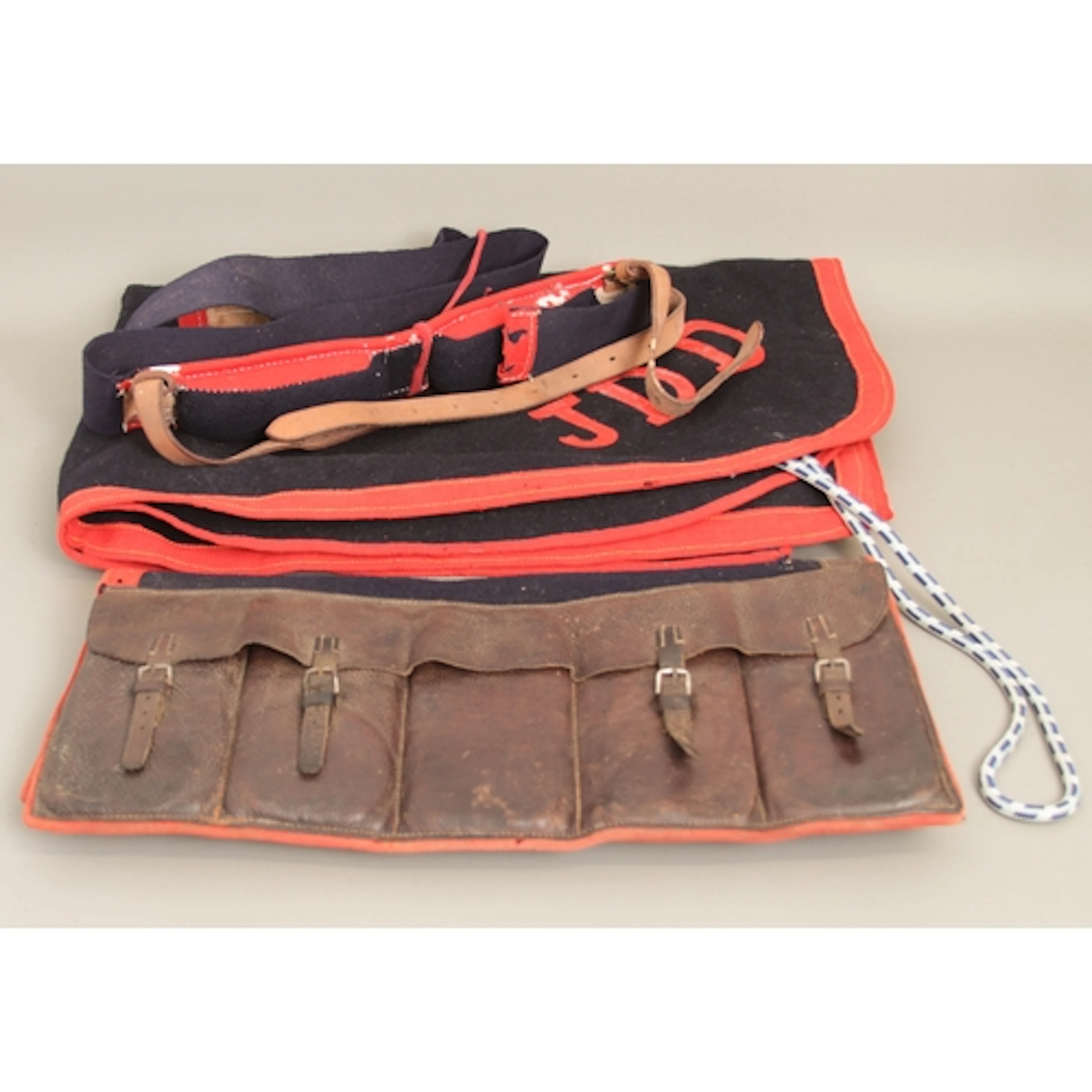 Horseracing - a vintage leather weight-cloth together with a...