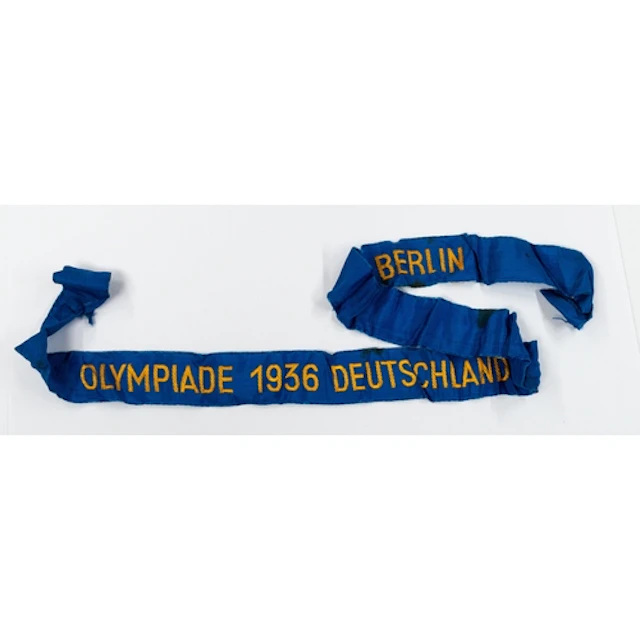 Sporting Memorabilia: a 1936 Olympics blue and orange/ yello...