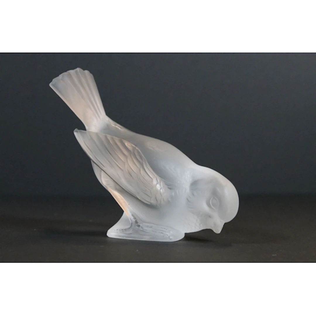 Rene Lalique frosted glass figure of a sparrow, or Moineau H...