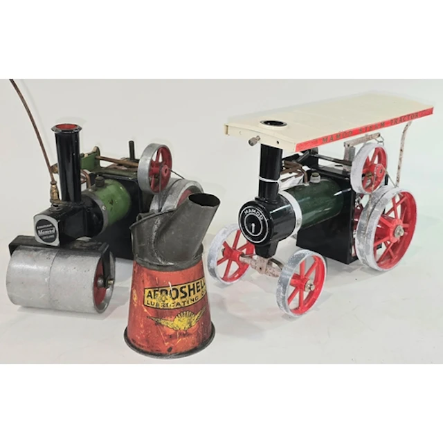 Two vintage Mamod steam engines together with a vintage Shel...
