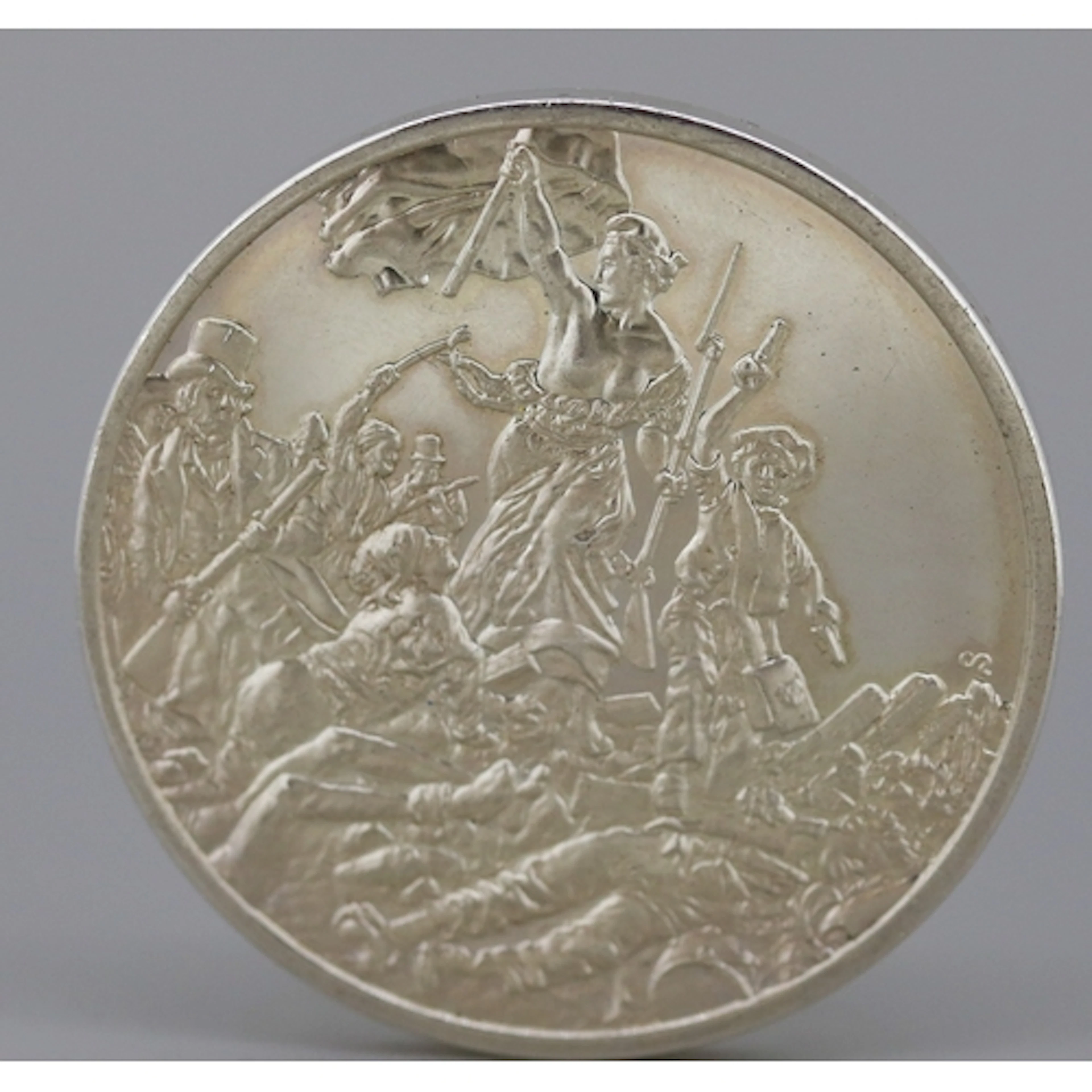 Sterling Silver Medallion 'Liberty Leading the People 1830 E...