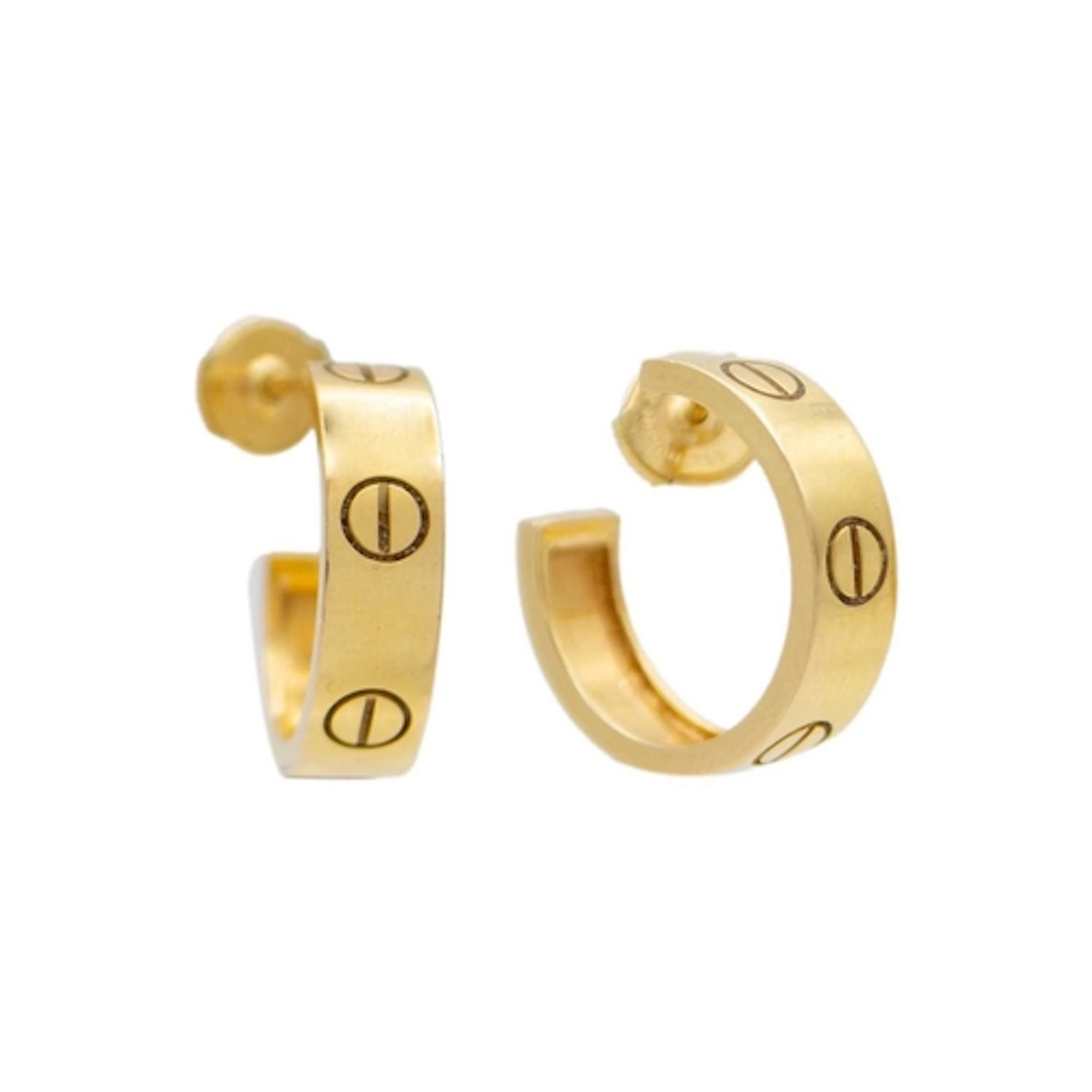 CARTIER - A pair of 18k 'LOVE' hoop earrings, within origina...