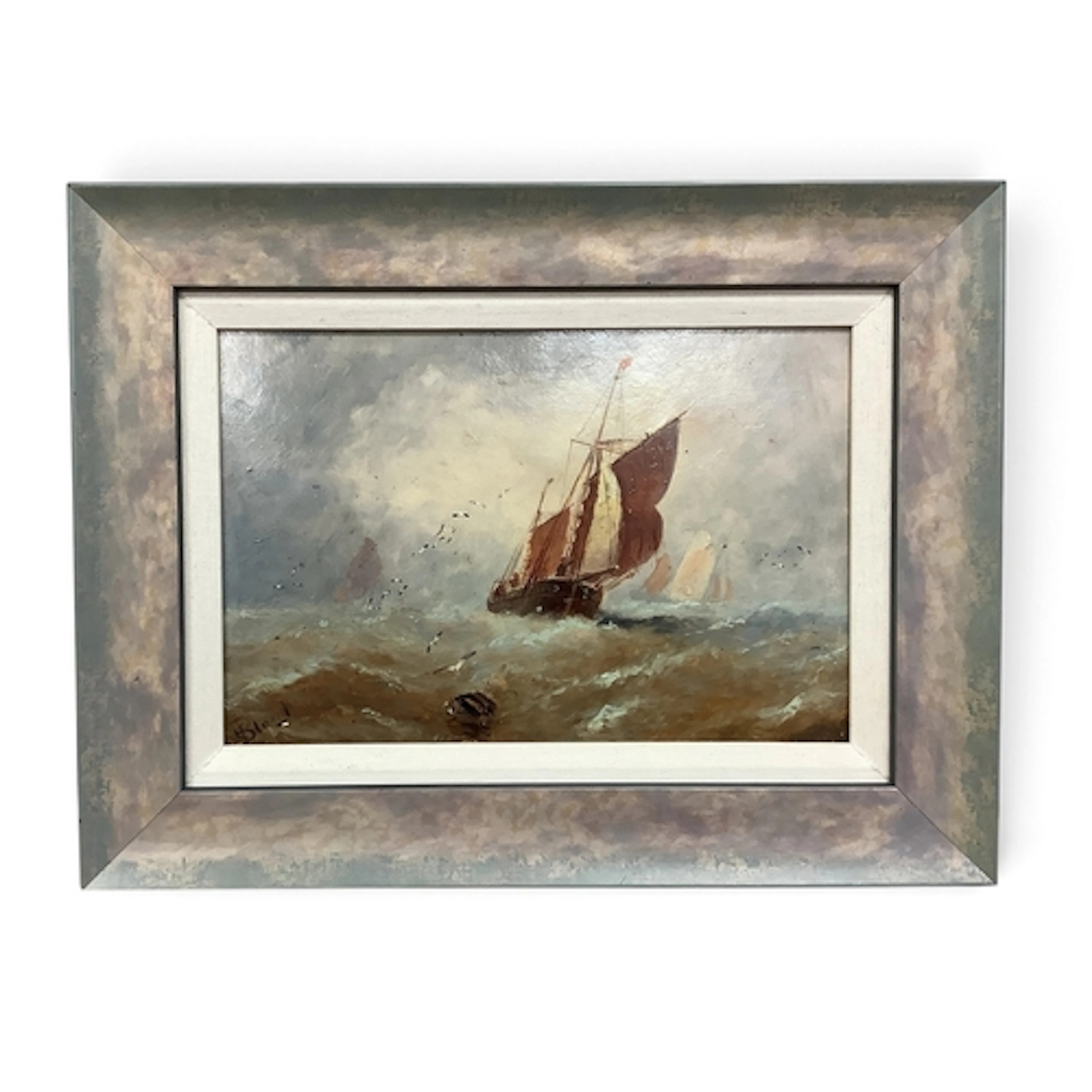 John Francis Bland (1864 - 1951) Boats on a Choppy Sea, oil...