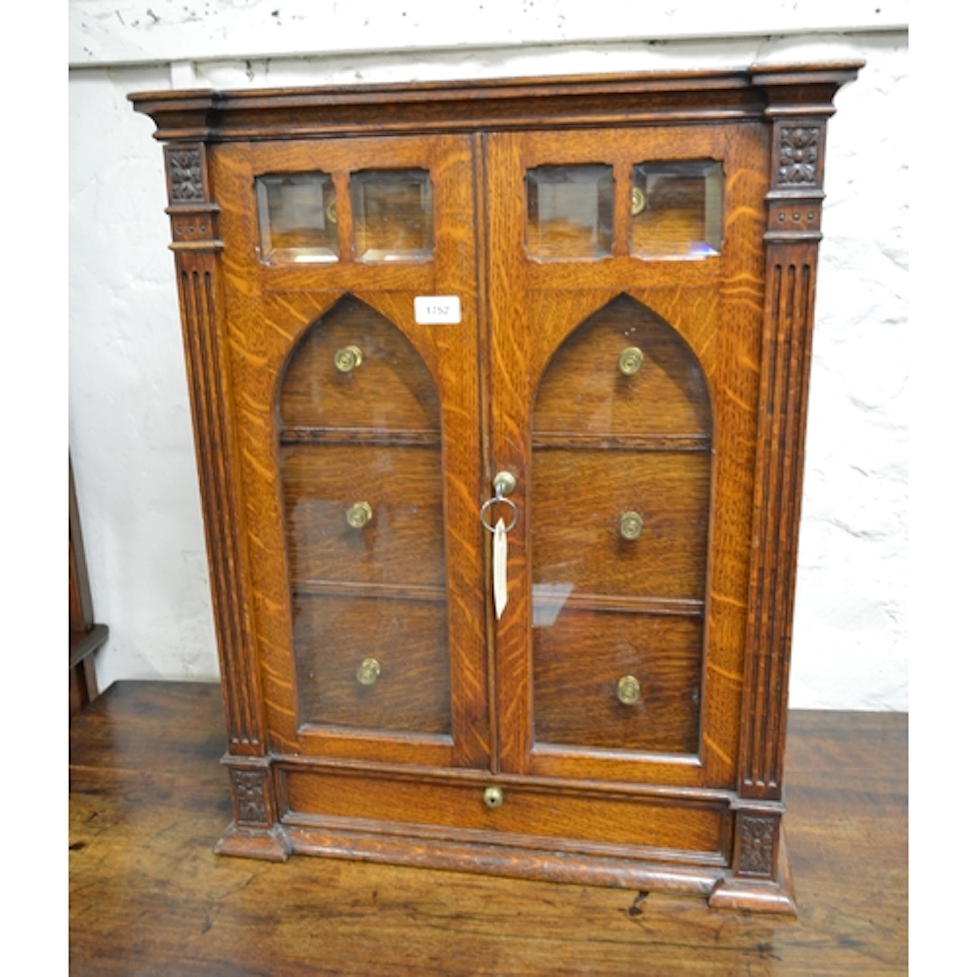 Late 19th / early 20th Century oak table top cabinet, having...