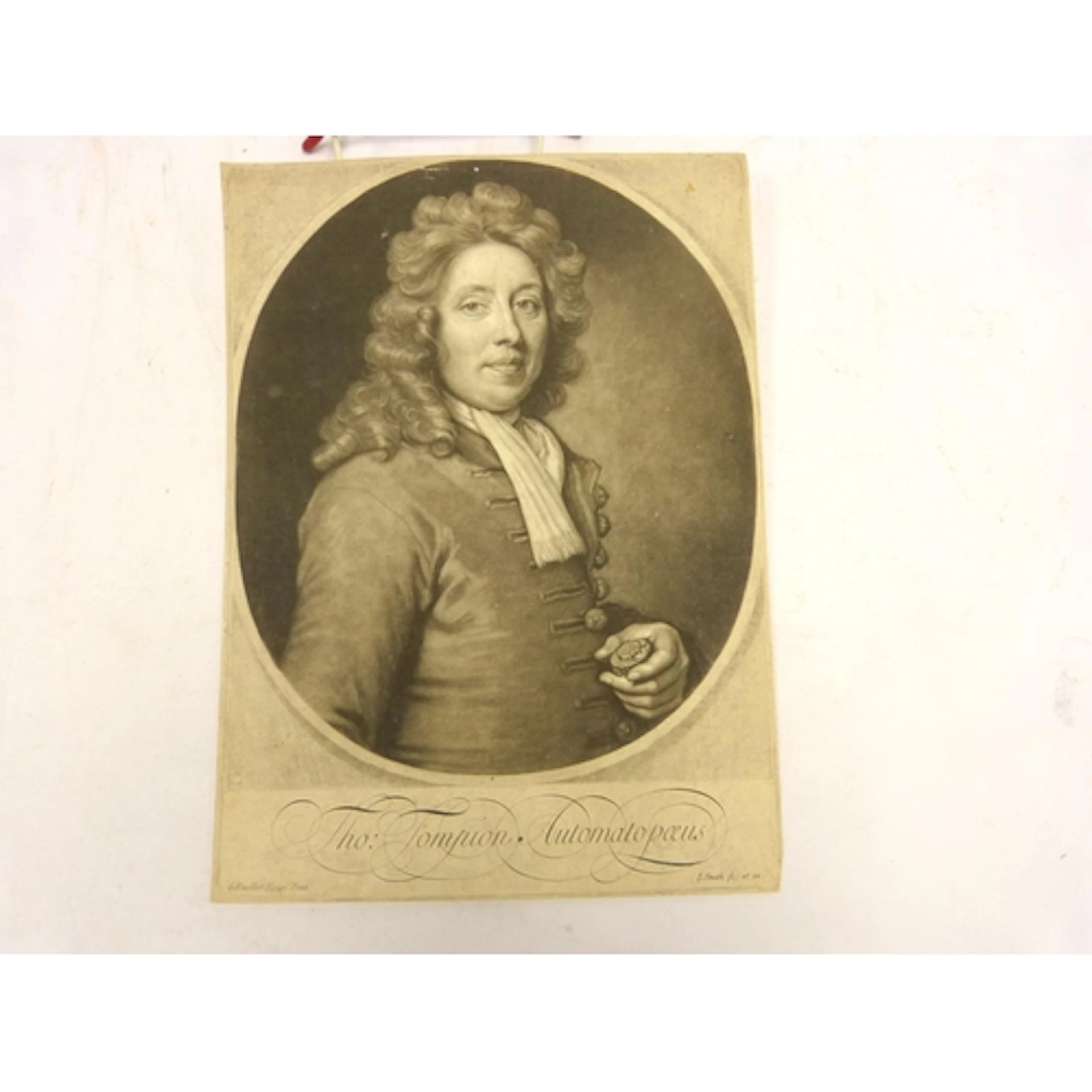 TOMPION THOMAS. Tho: Tompion, Automatopoeus, half length po...