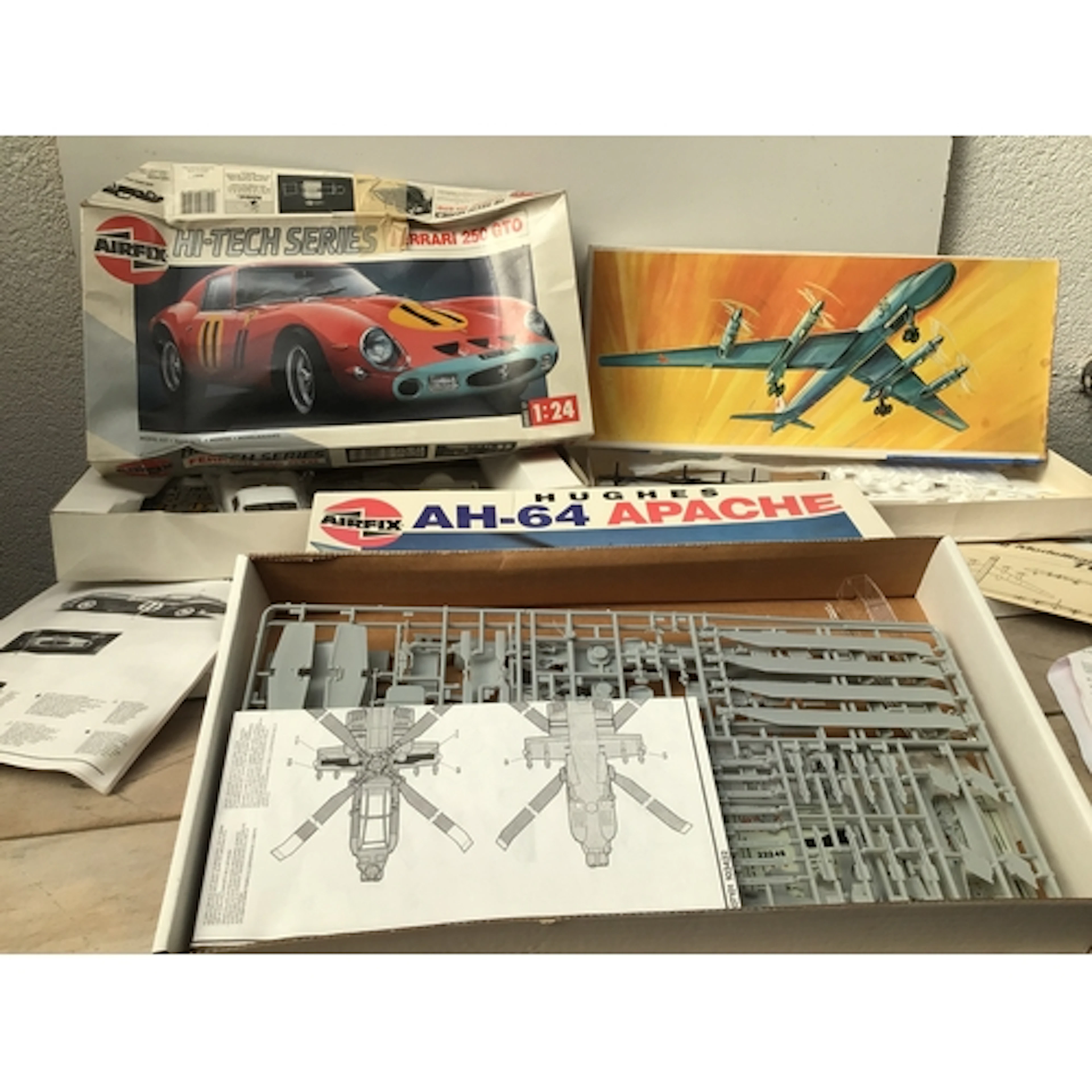 A bag containing a collection of model kits by various manuf...
