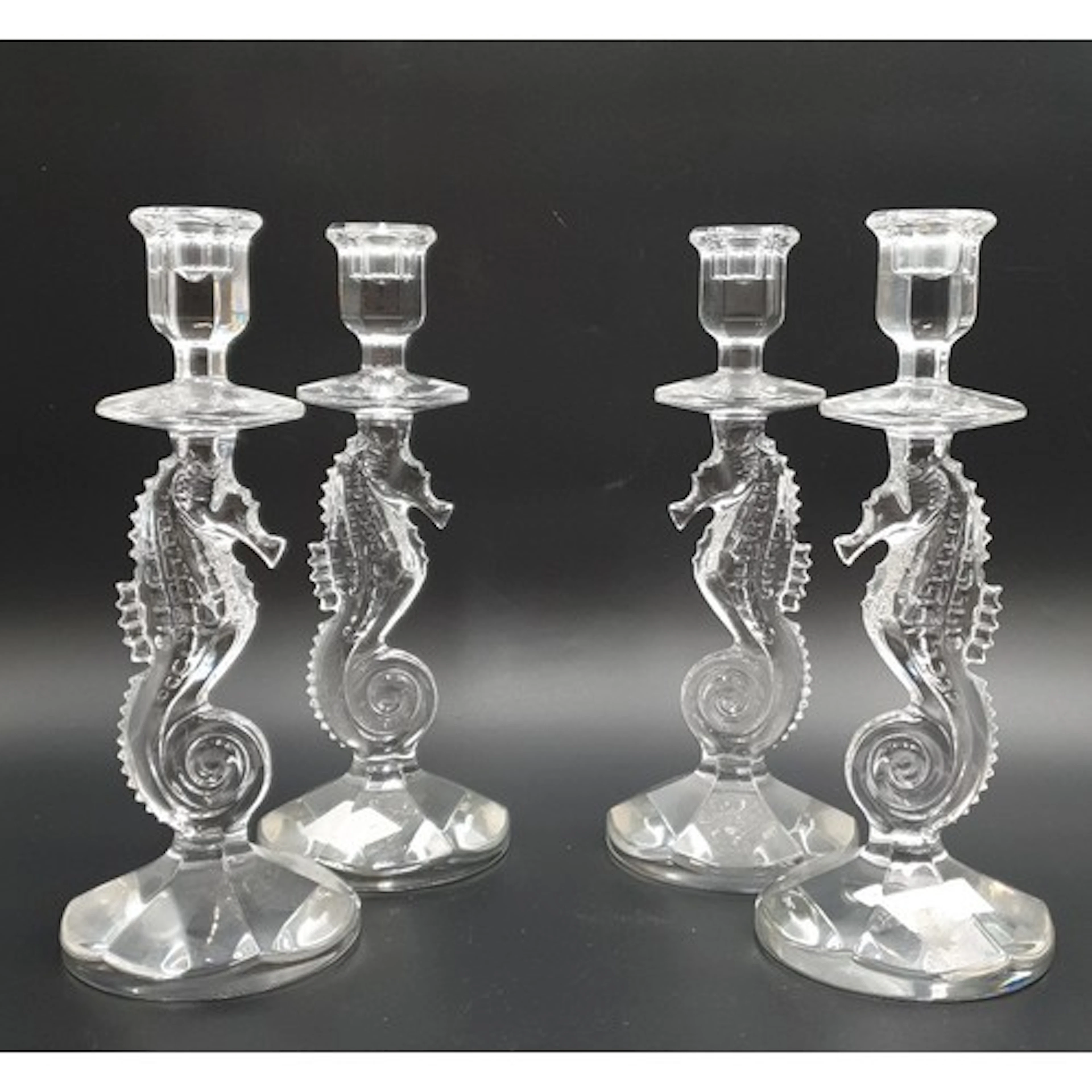 Lot of 2x Pairs of Waterford crystal seahorse candlesticks H...