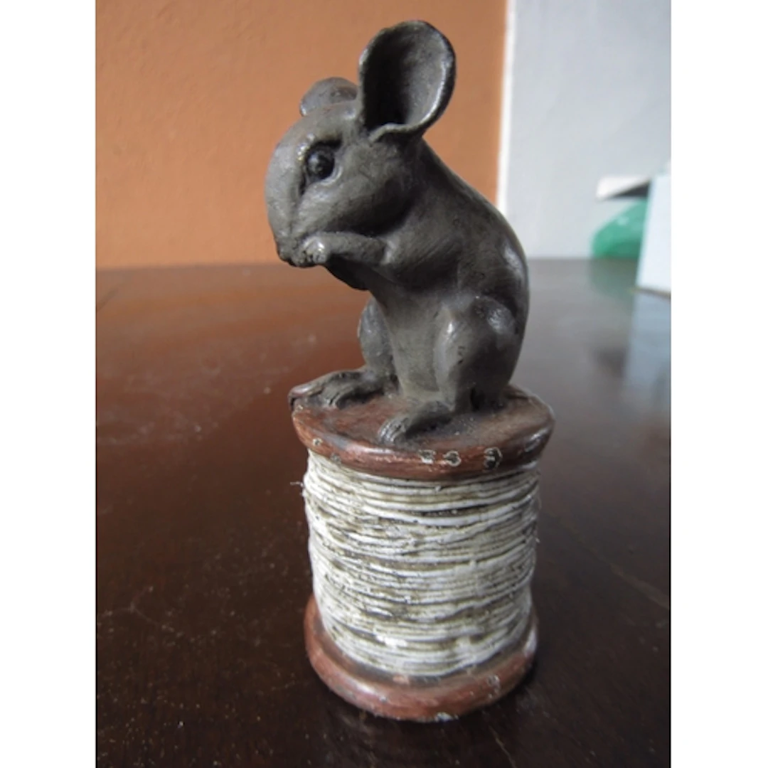 Austrian Cold Painted Bronze Figure of Mouse on Spool of Thr...