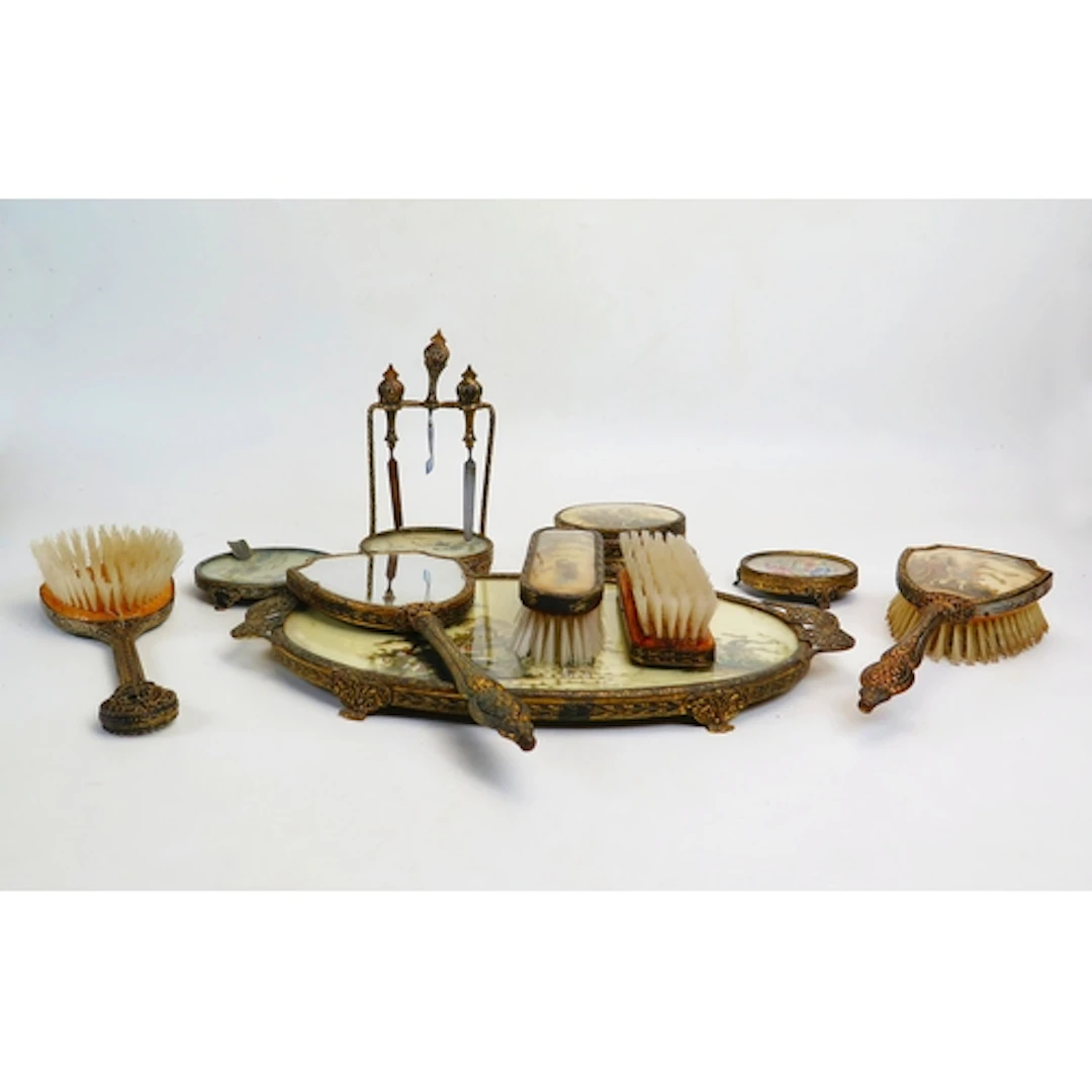 A 1920s dressing table set with Japanese style decoration, i...