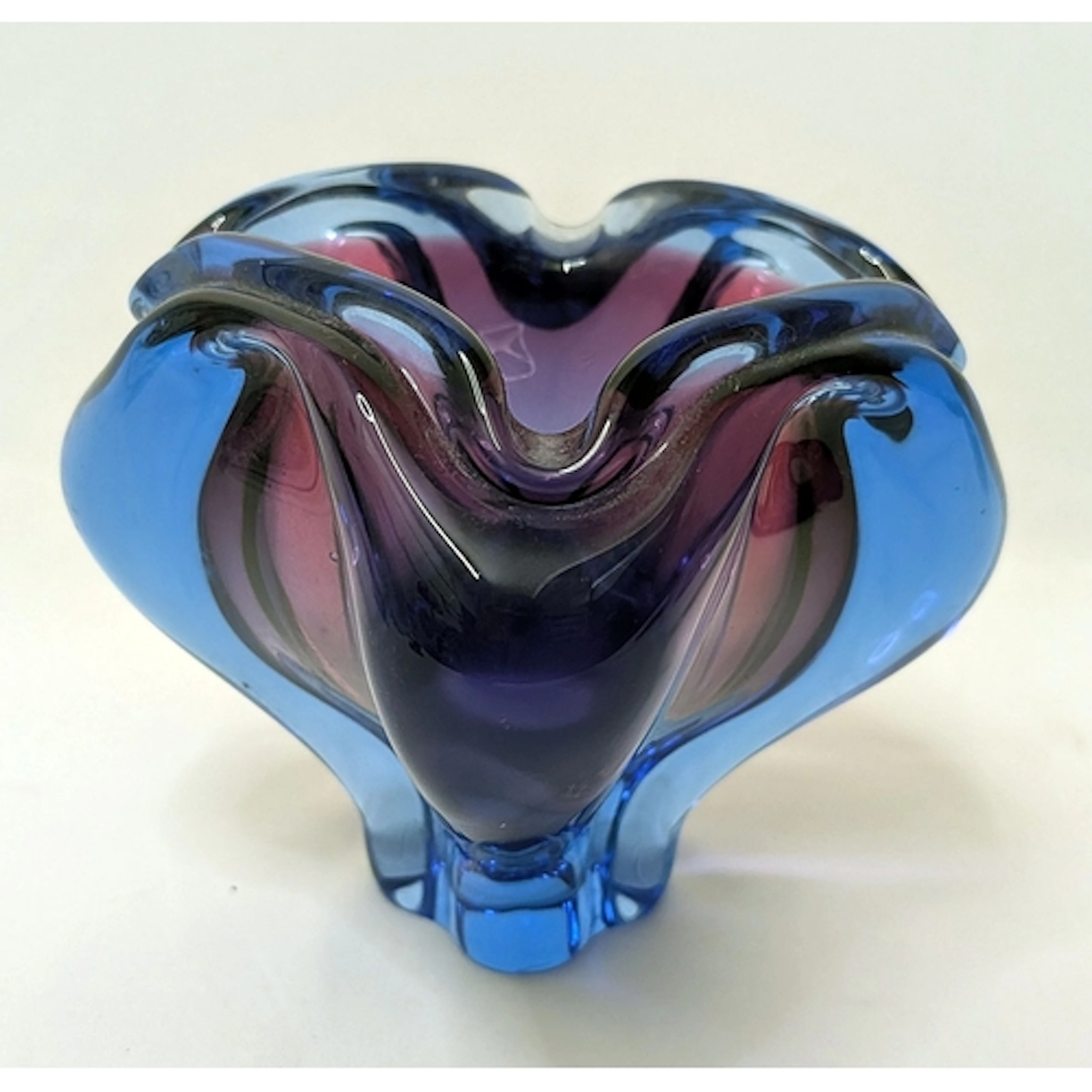 Vintage Czechoslovakian footed glass bowl in the style of Jo...
