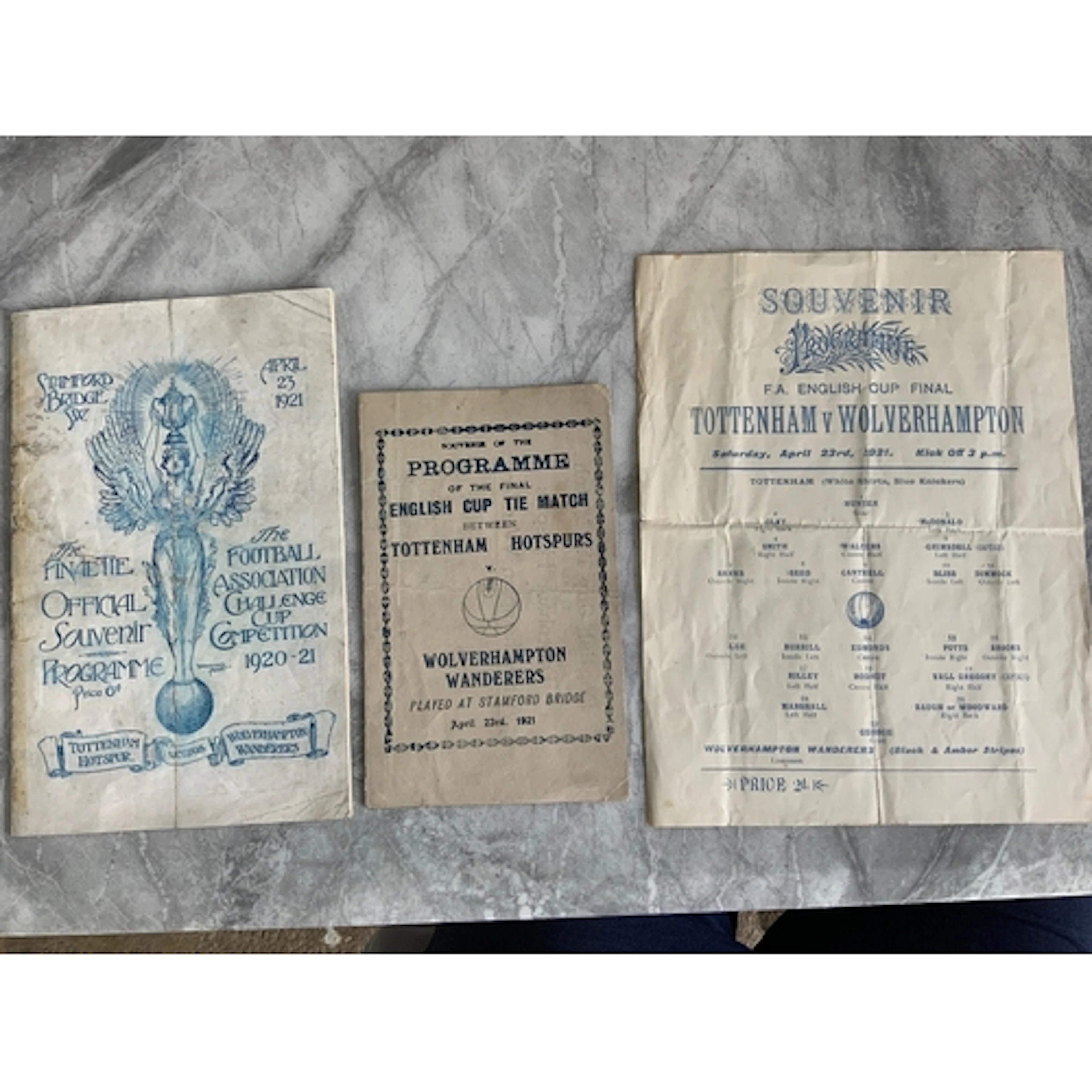 1921 FA Cup Final Football Programmes+ Menu: Tottenham v Wol...