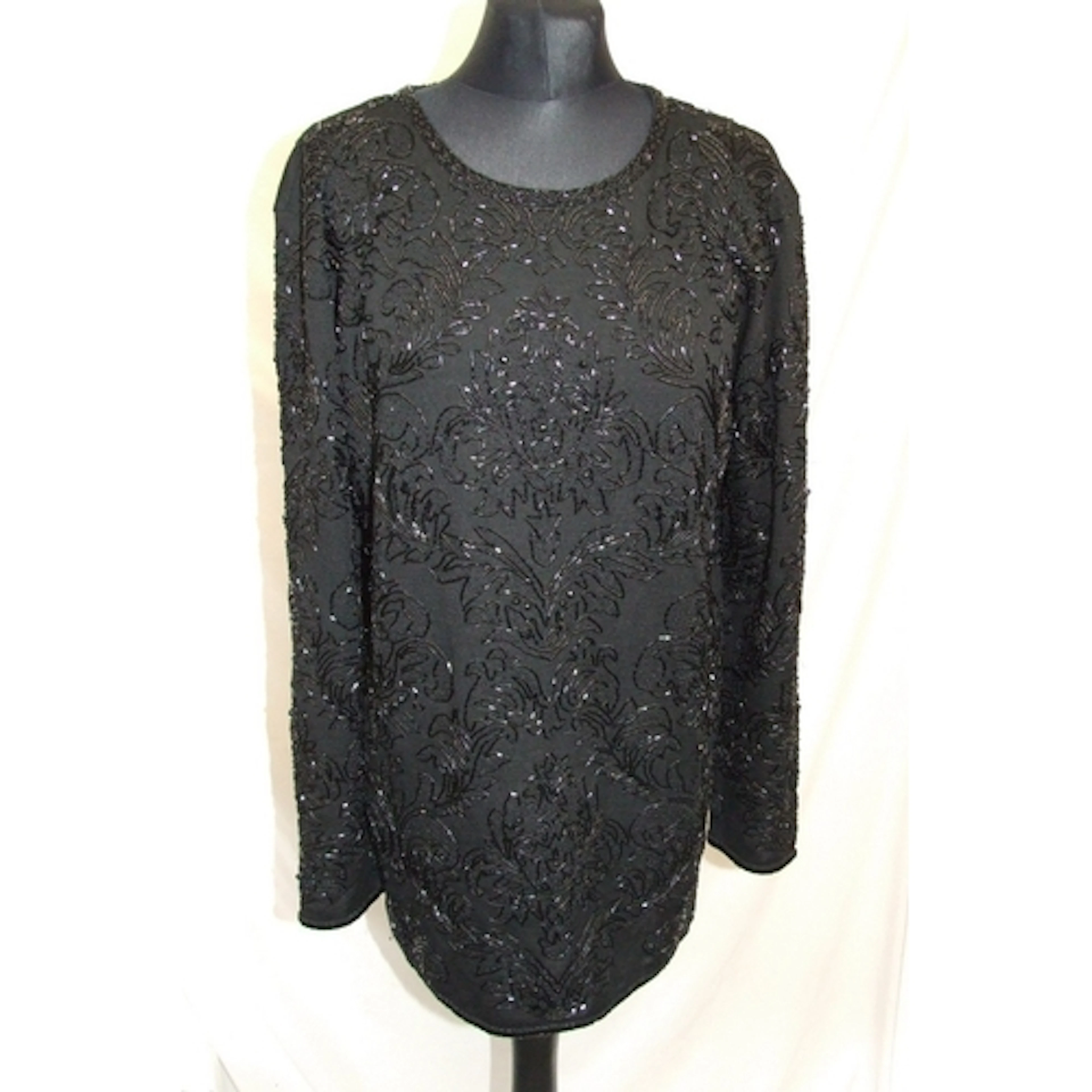 Adrienne Vittadini Black Beaded Jumper, approx. size 12