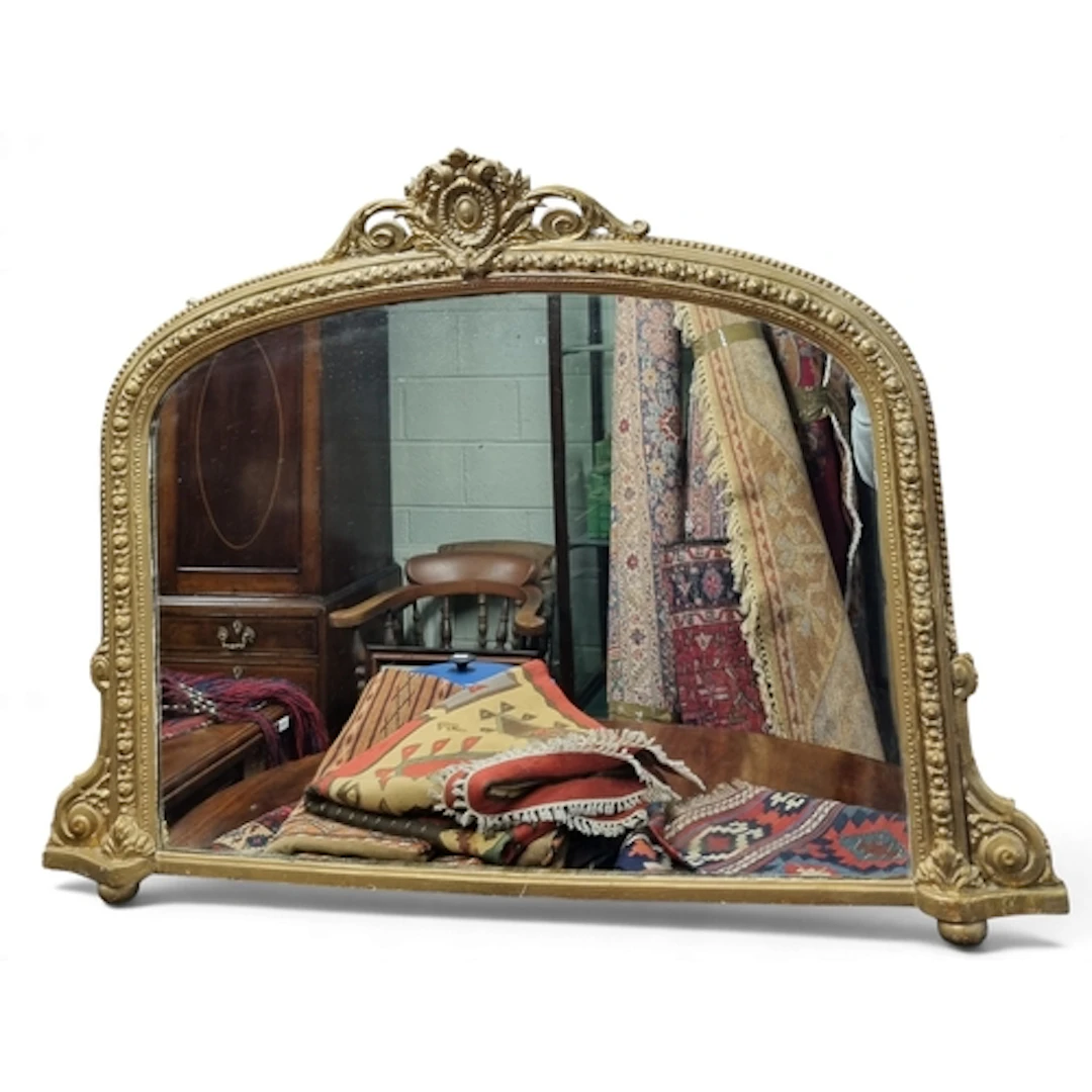 A 19th Century Timber and Plaster Gilt Overmantle Mirror wit...