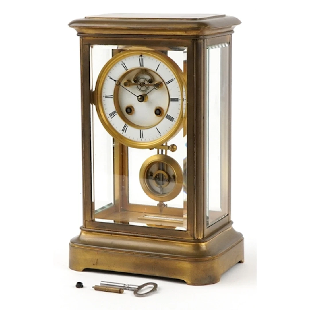 Grohe - 19th century French gilt brass four glass mantle clo...