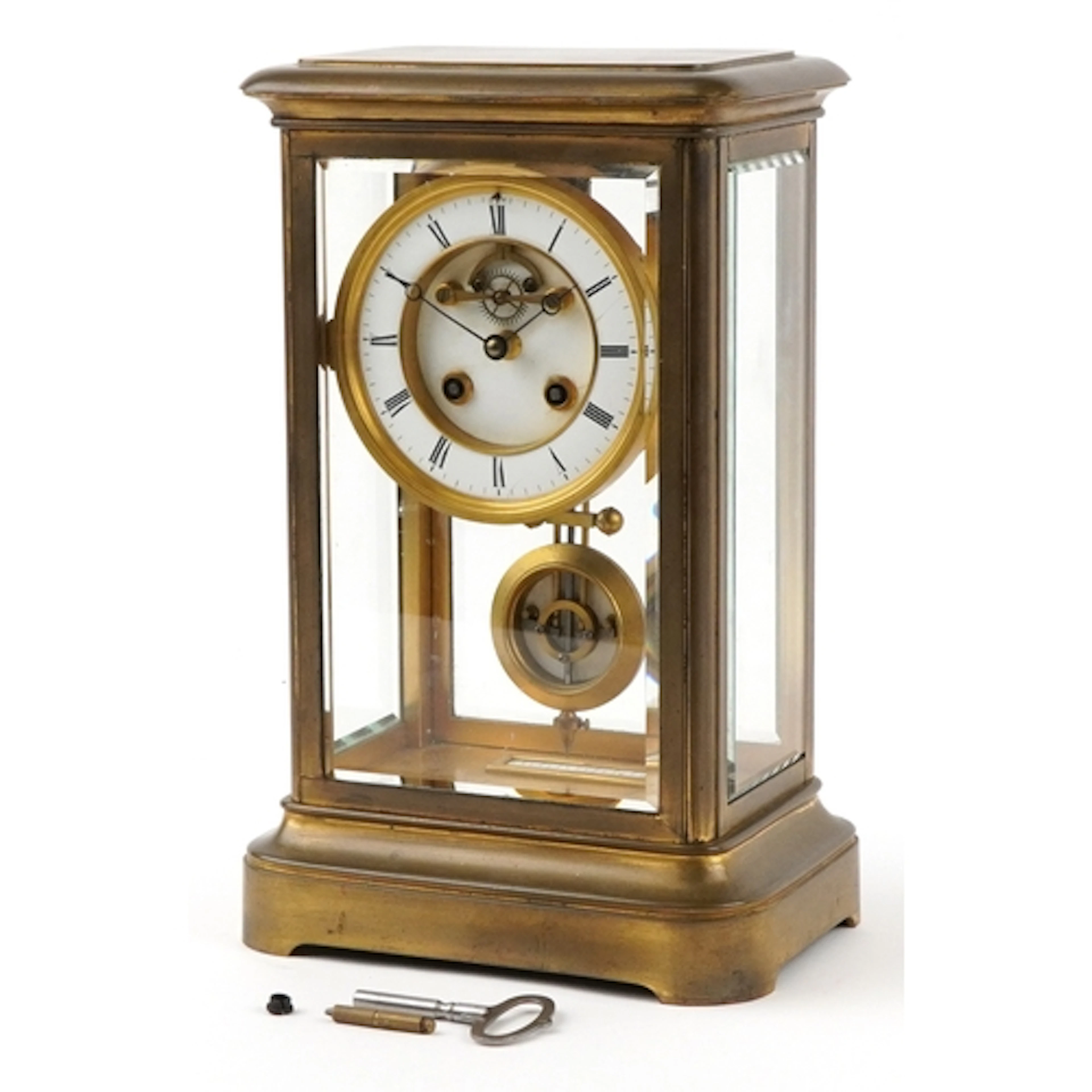 Grohe - 19th century French gilt brass four glass mantle clo...