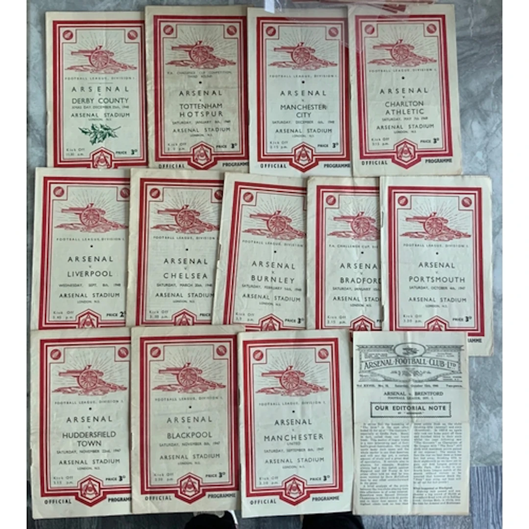 Arsenal 1940s Home Football Programmes: 46/47 Brentford, 47/...