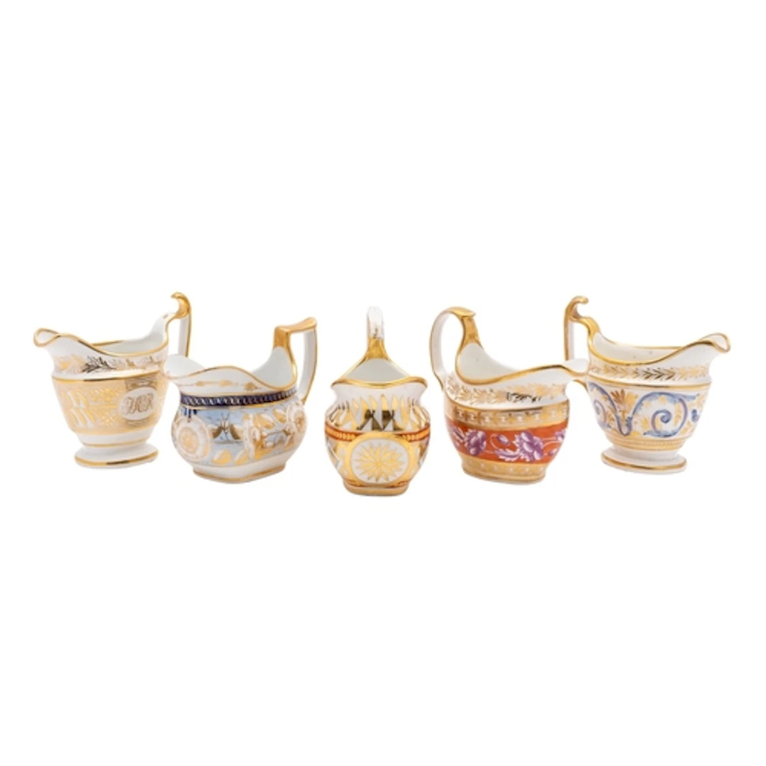 A group of five John Rose Coalport cream jugs, circa 1810 in...