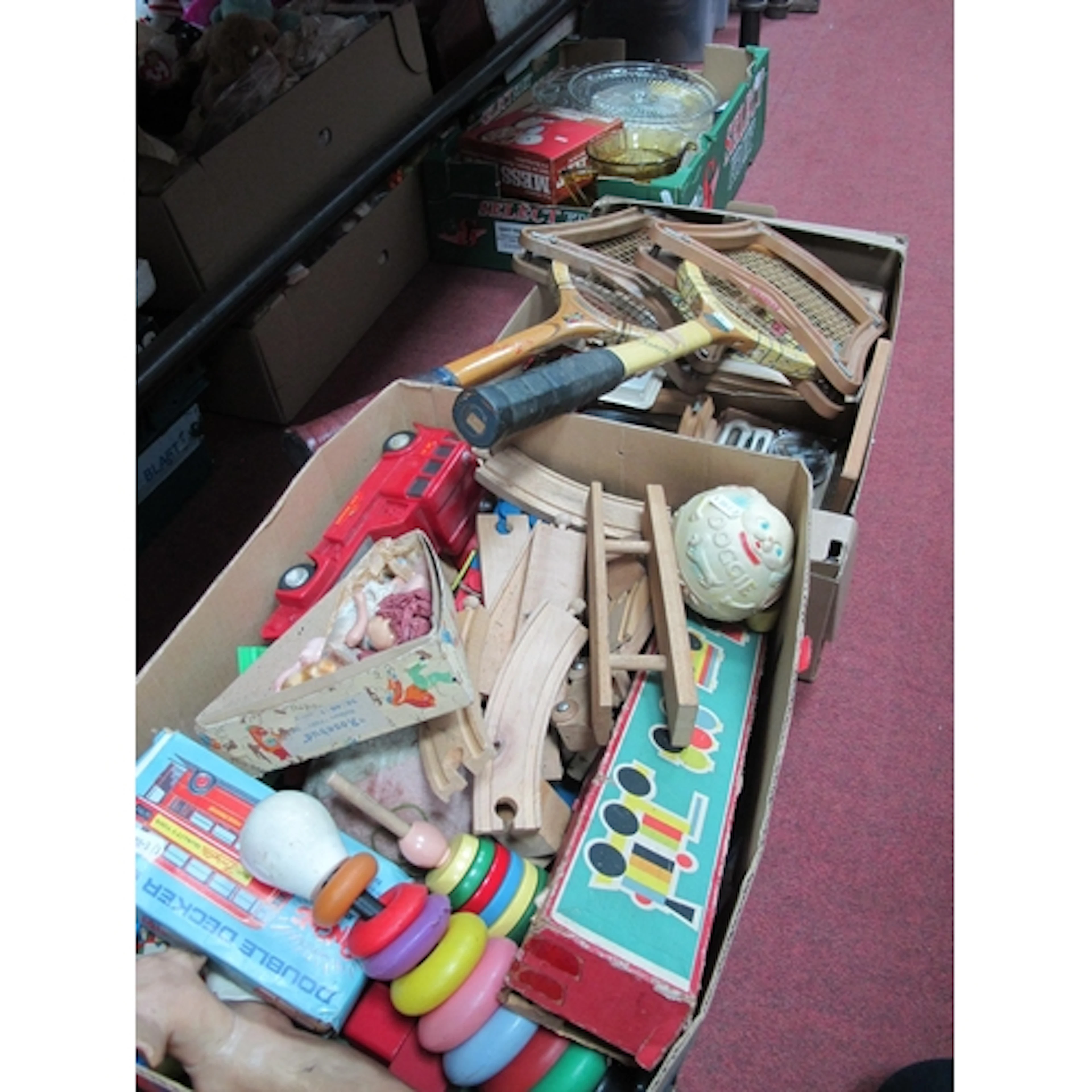 Vintage toys and collectables, including wooden stacking rin...