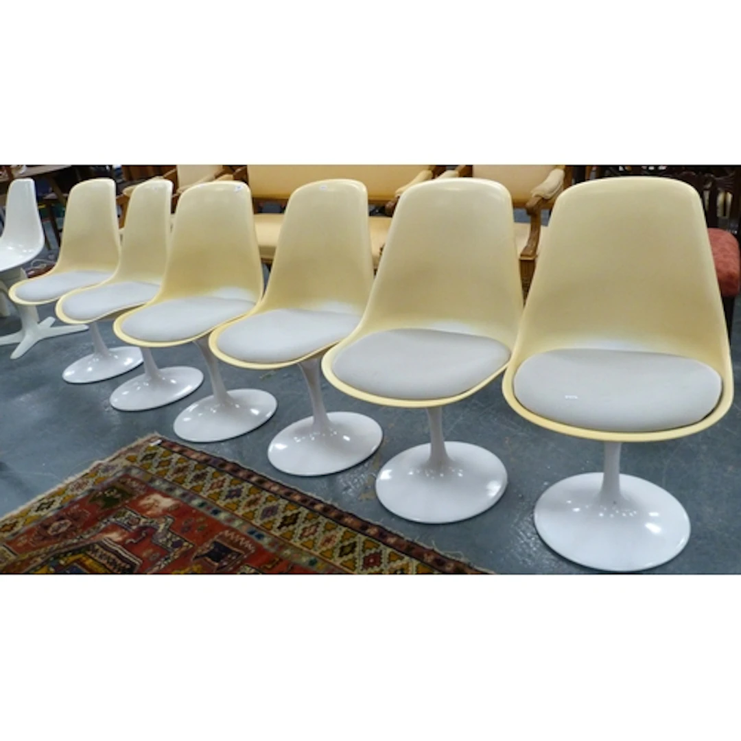 Set of six Tulip Arkana style swivel chairs.