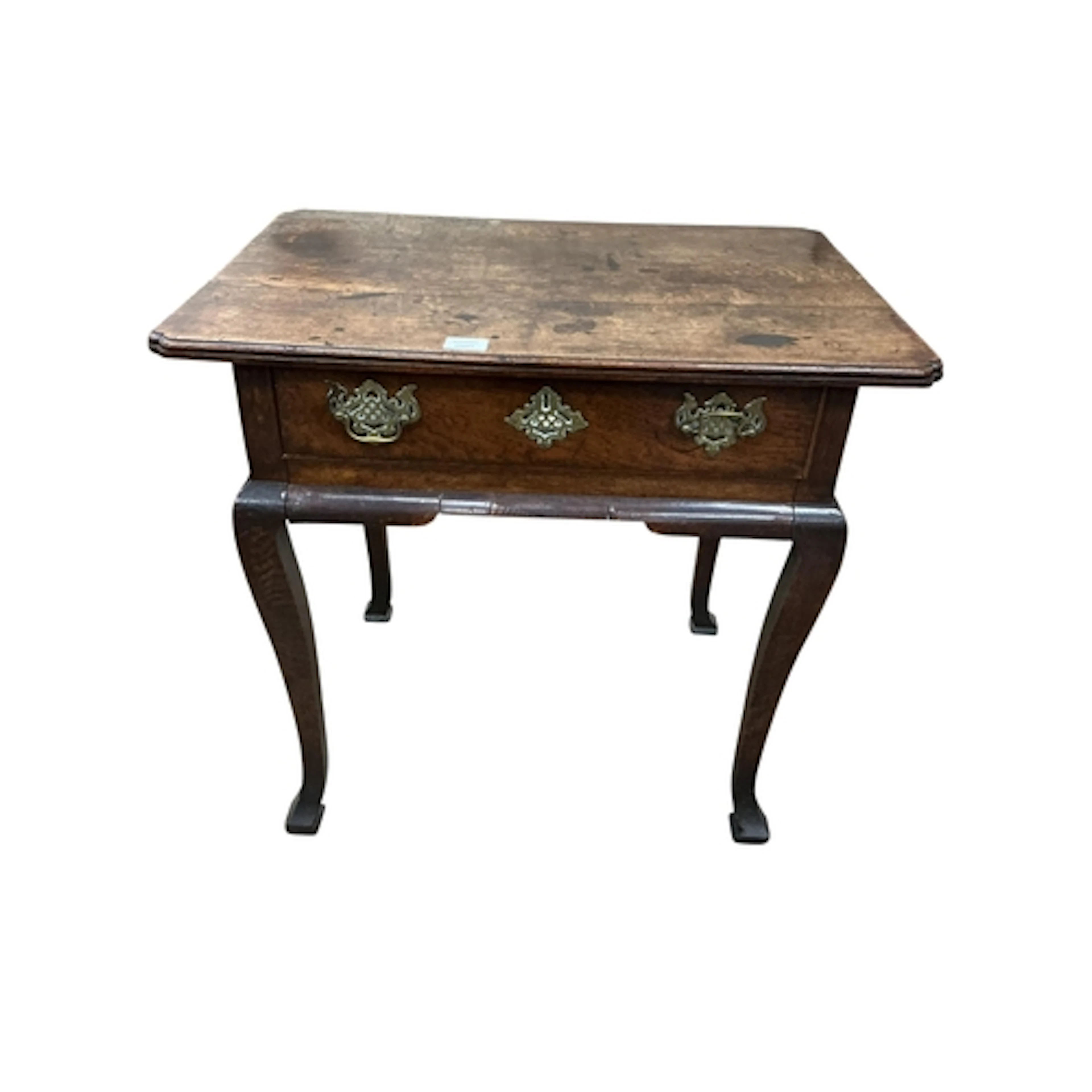 An 18th century oak side table, width 77cm, depth 53cm, heig...