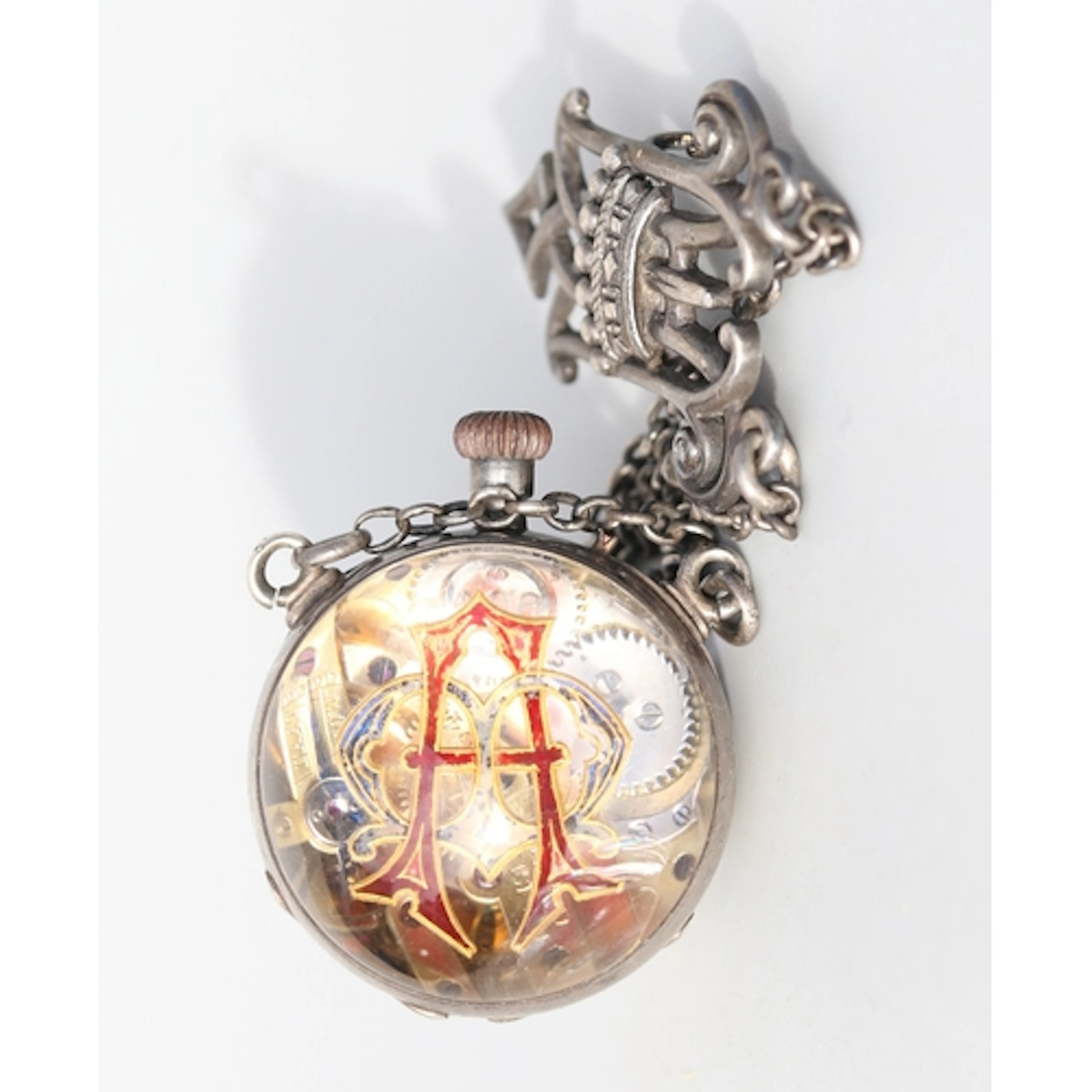 Antique Silver Globe Watch with Marie Antoinette Repeated In...