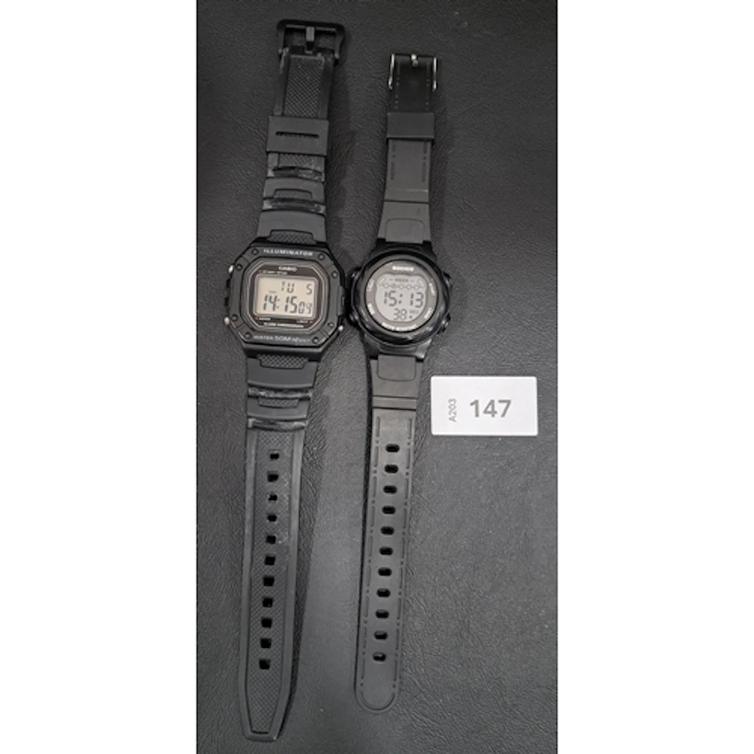 TWO WRISTWATCHES including Casio Illuminator, model W0218H; ...
