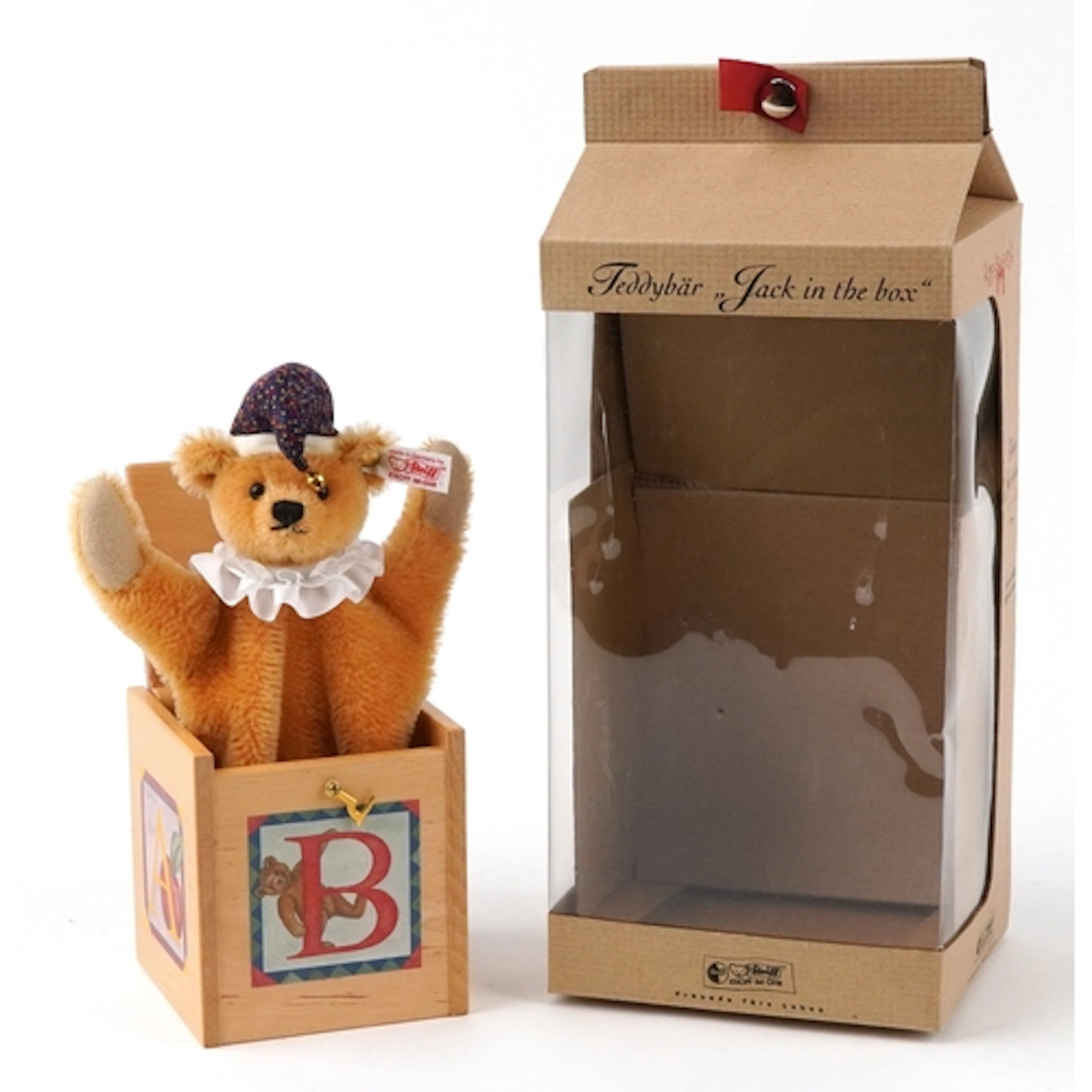 Steiff limited Jack in a Box teddy bear having button and la...