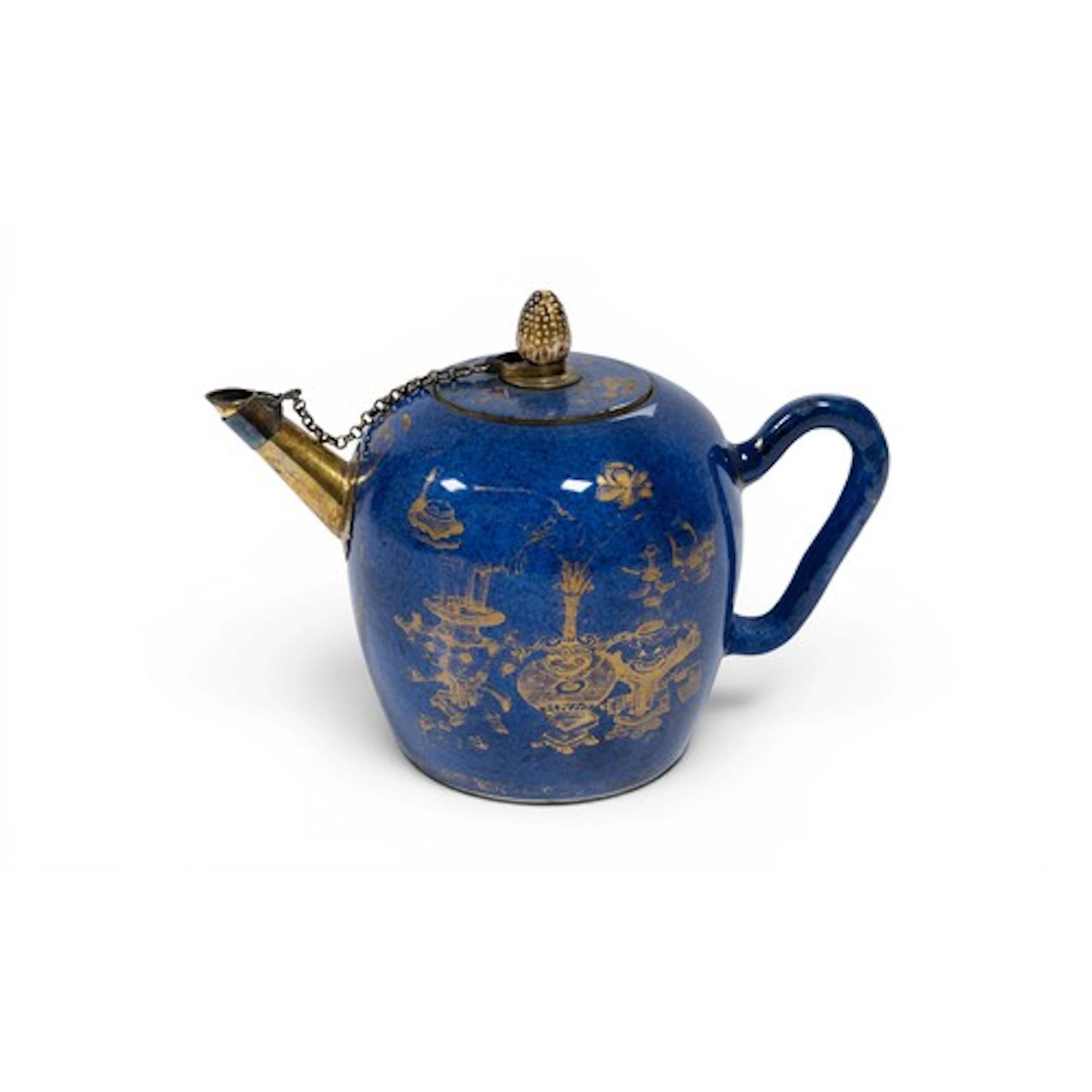 A GILT-DECORATED POWDER-BLUE TEAPOT AND COVER KANGXI PERIOD ...