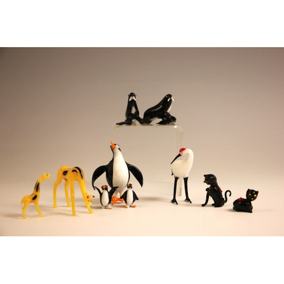 A collection of early Murano polychrome miniature glass anim...