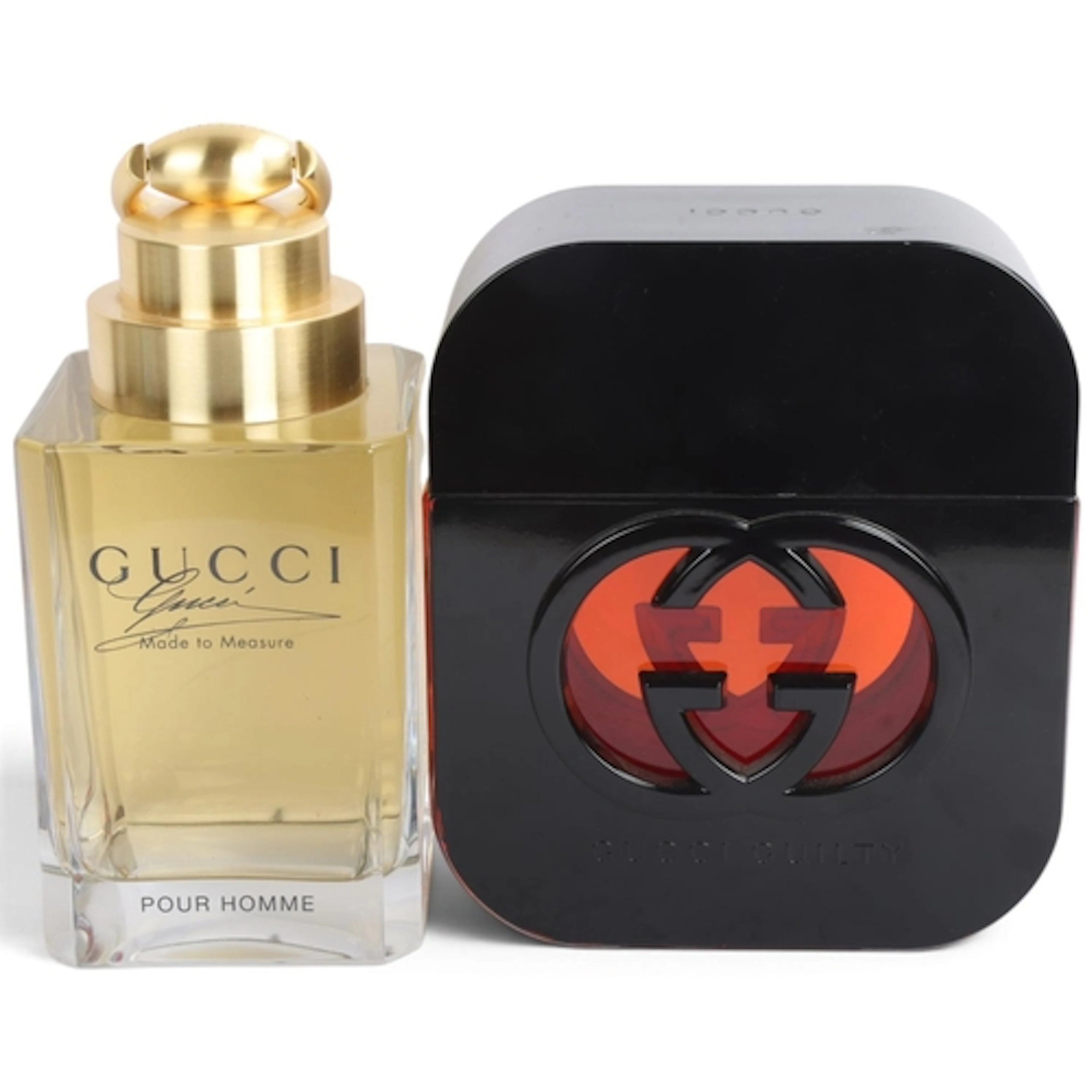 Two large display bottles for Gucci "Guilty" and "Made to Me...