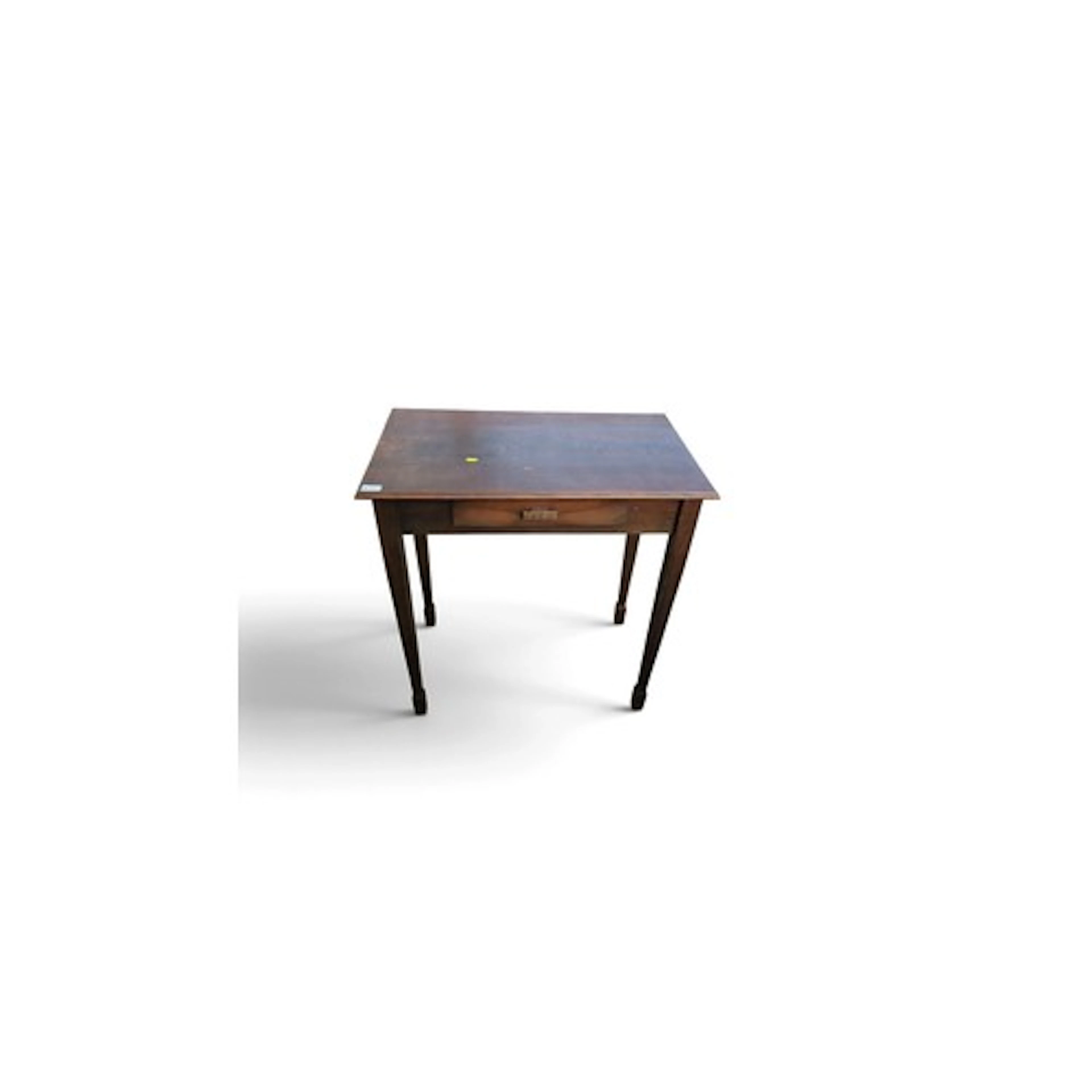 Stained oak writing table with a rectangular top above a sin...