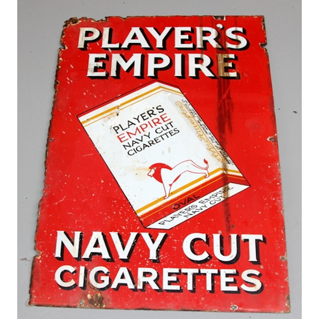 Vintage enamel sign: Player's Empire Navy Cut Cigarettes. Si...