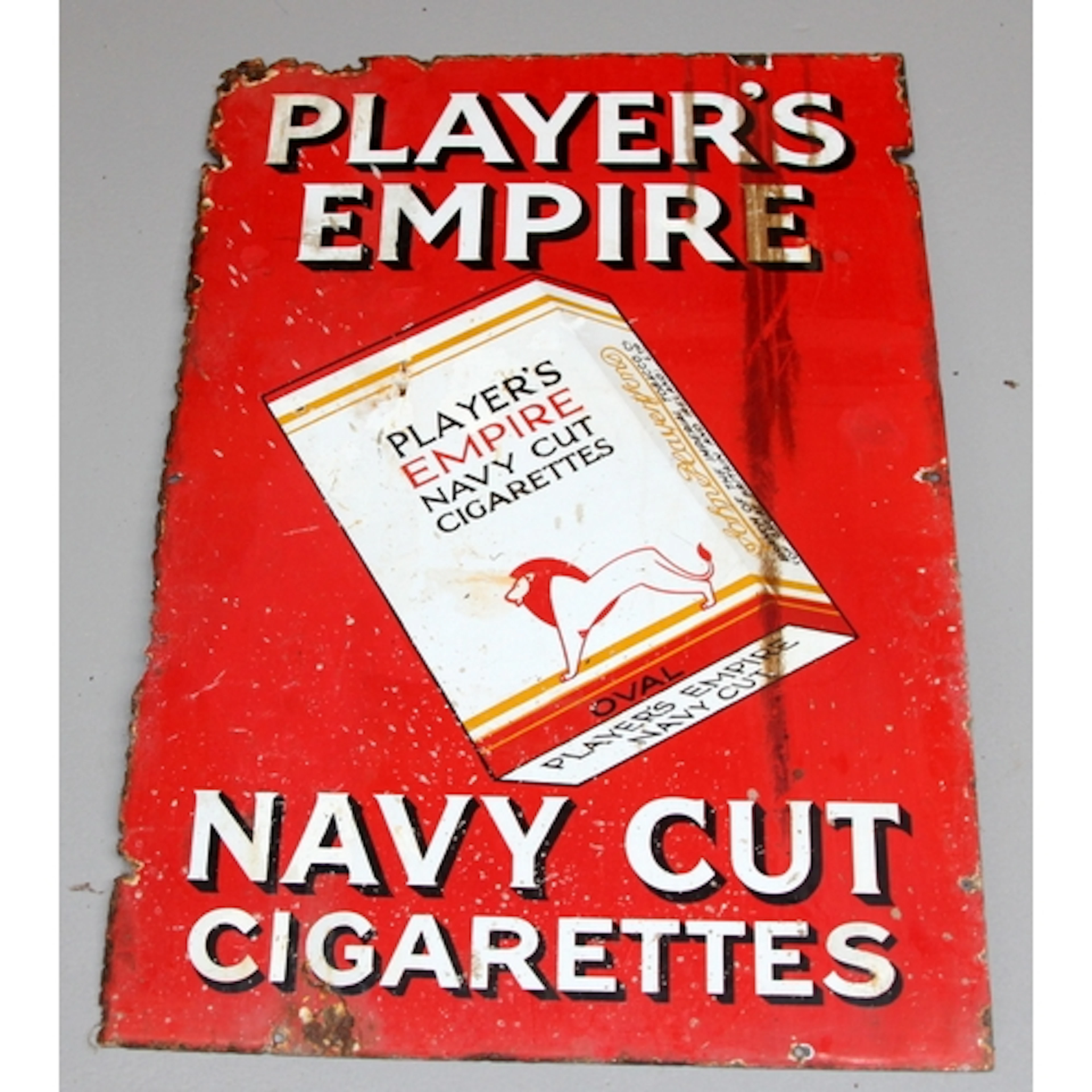 Vintage enamel sign: Player's Empire Navy Cut Cigarettes. Si...