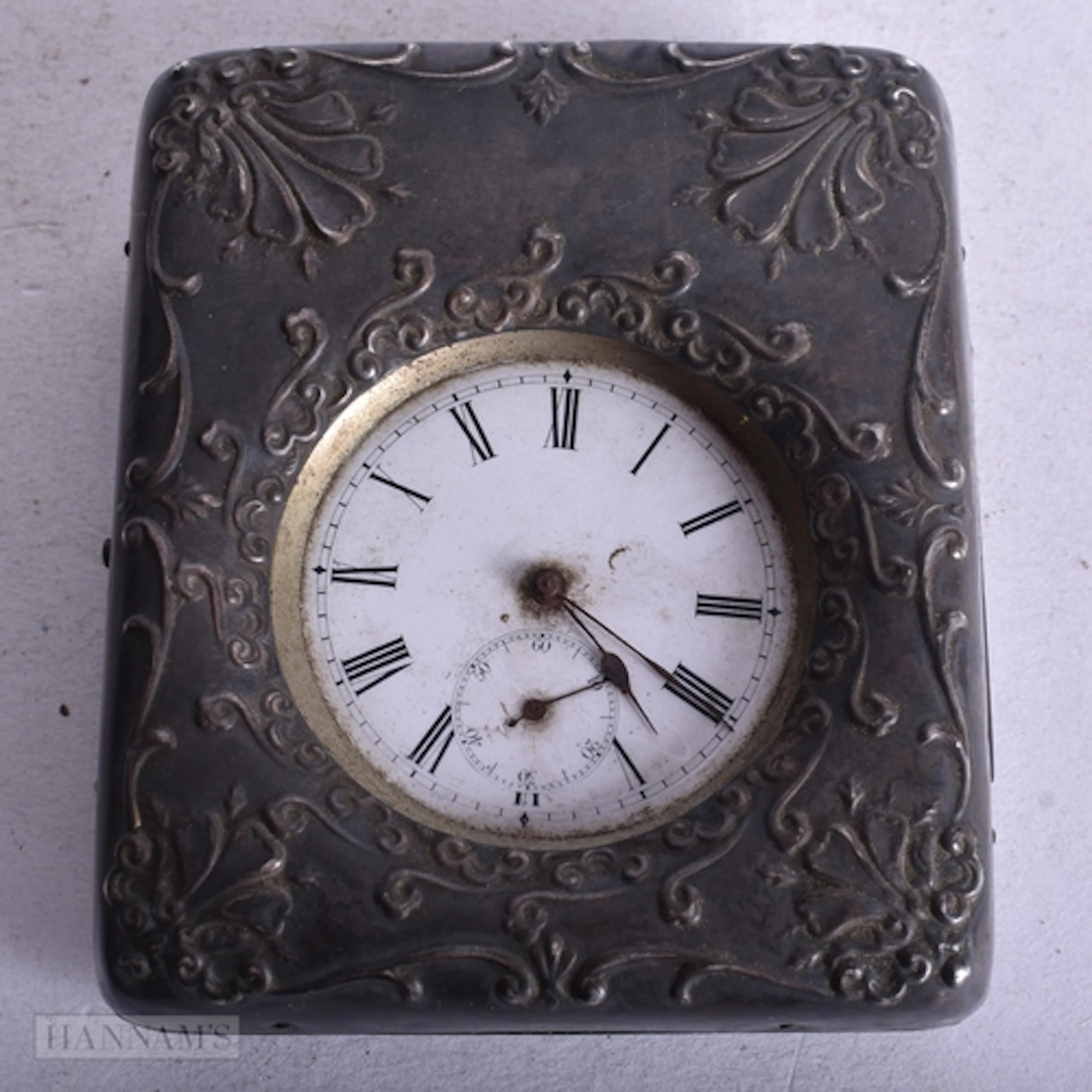 An Edwardian Silver mounted Travelling Pocket Watch Case. H...