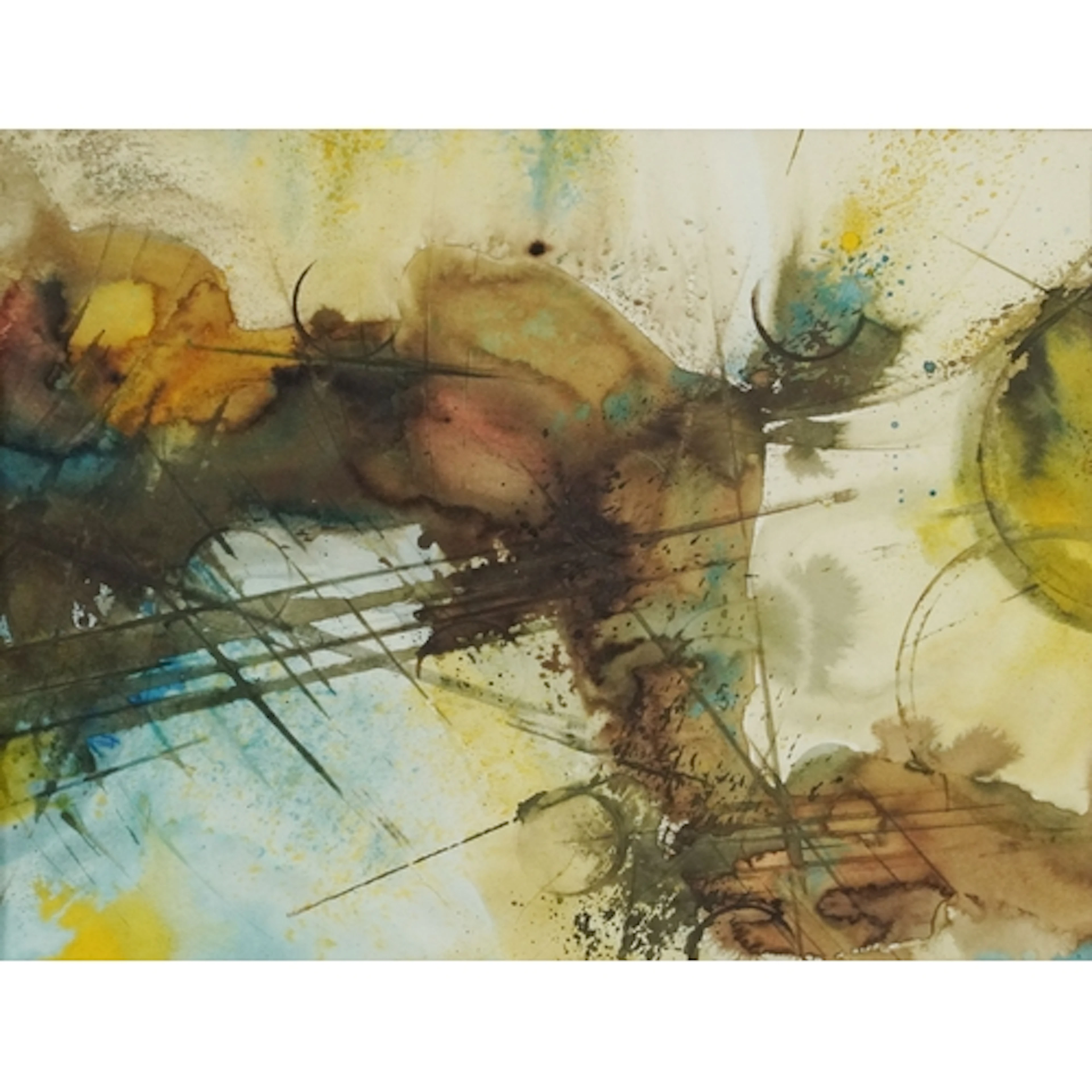 Abstract composition, 20th century watercolour on paper, ins...