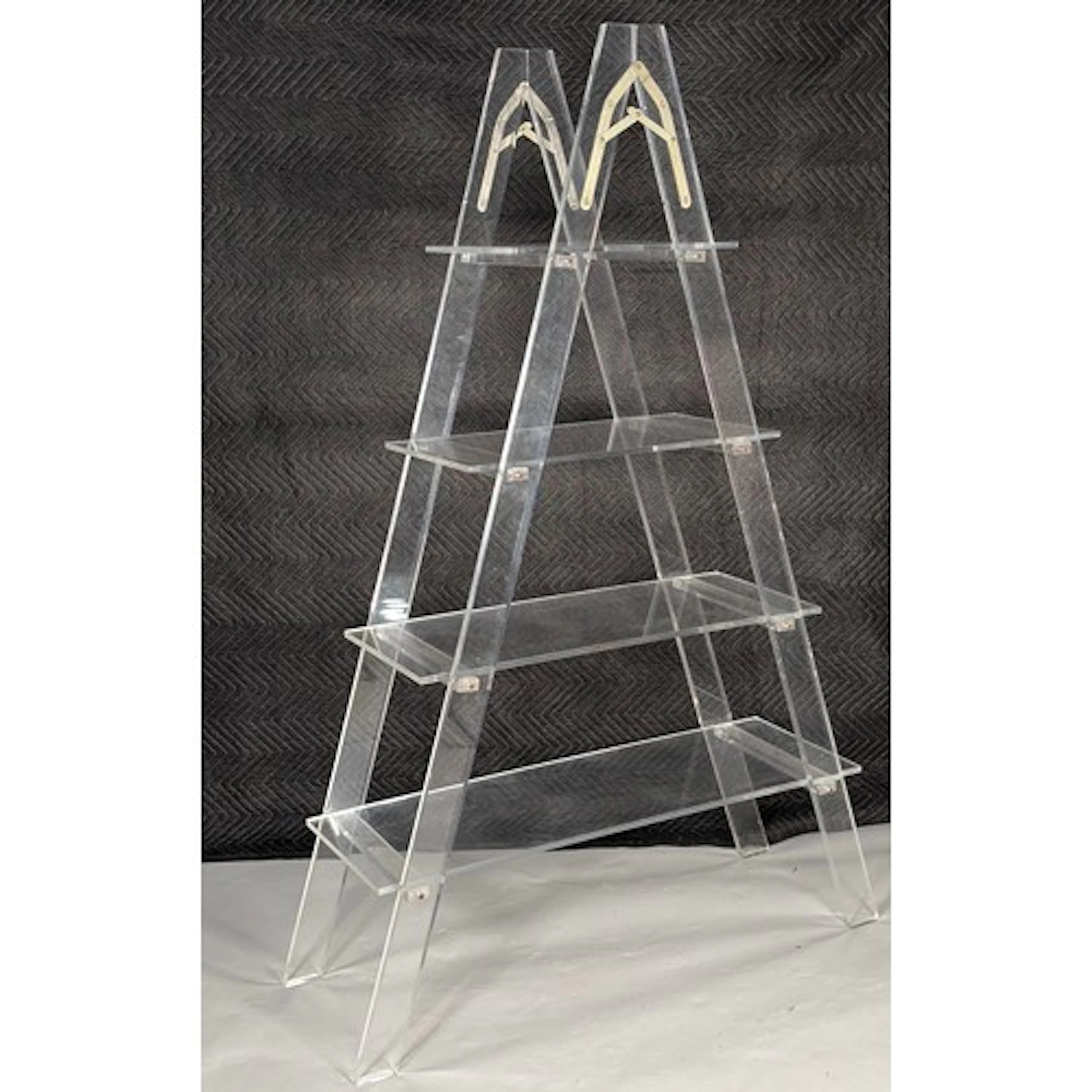 A late 20th century Acrylic/Lucite 'A' frame Shelving Unit, ...