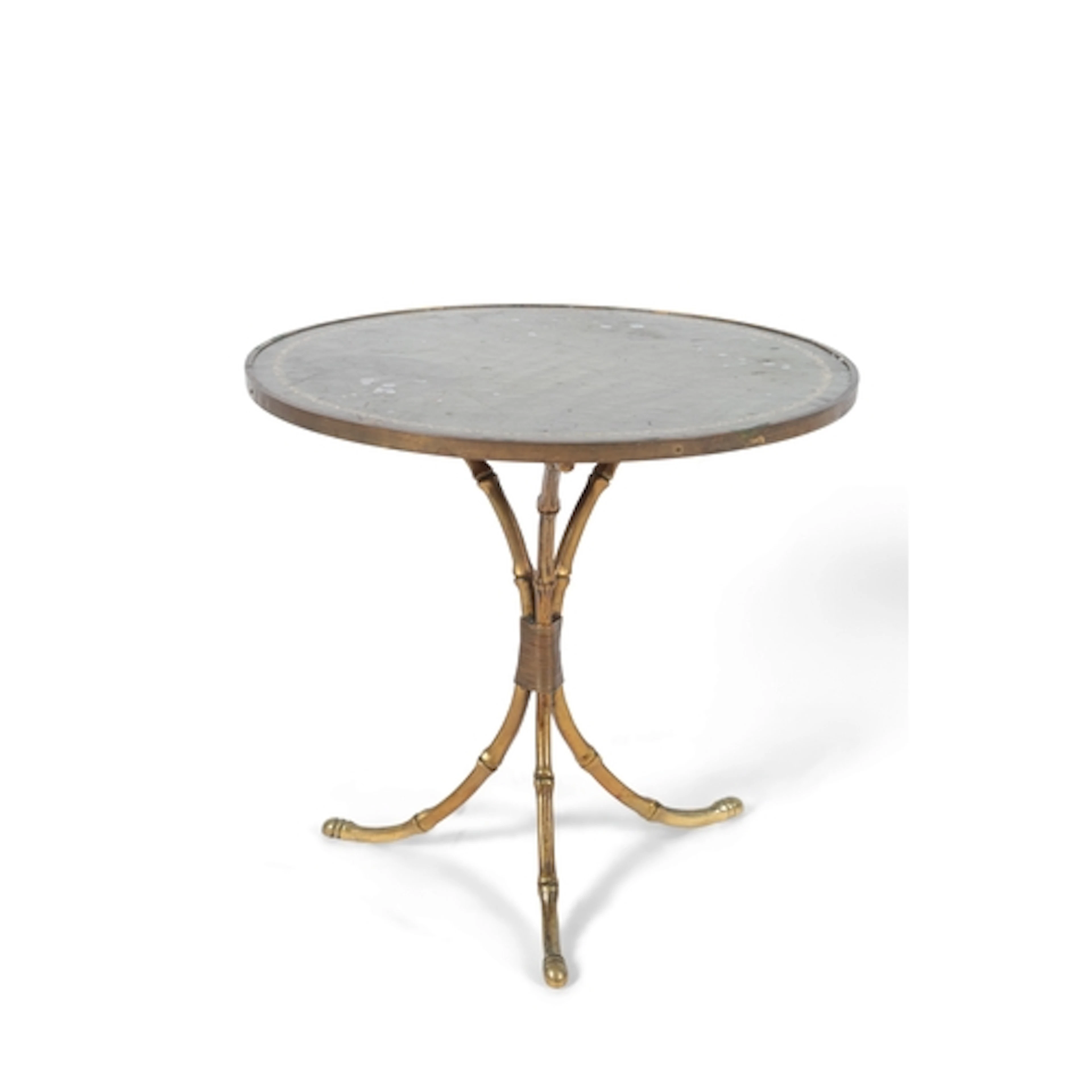 Manner of Maison Jansen: A circular brass faux bamboo occasi...